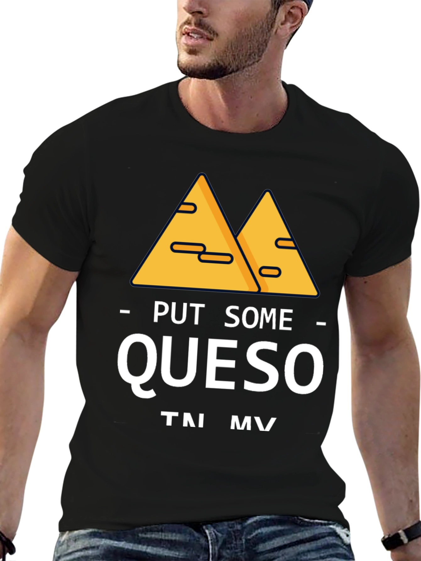 Black Put Some Queso T-Shirt Funny Foodie Tee view 6