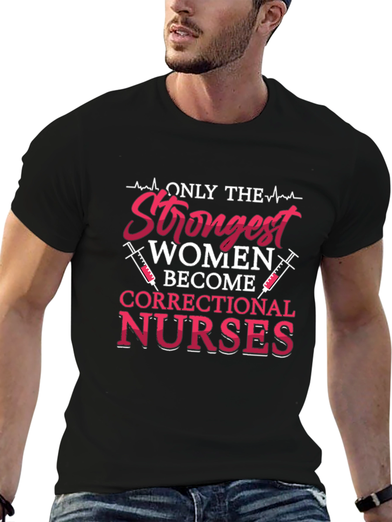 Black Strongest Women Correctional Nurses T-Shirt view 6