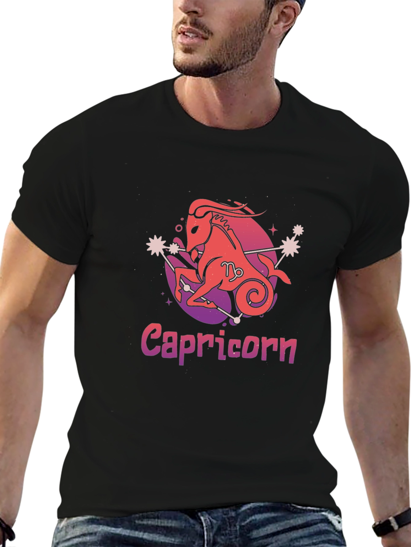 Black Capricorn Zodiac T-Shirt view 6