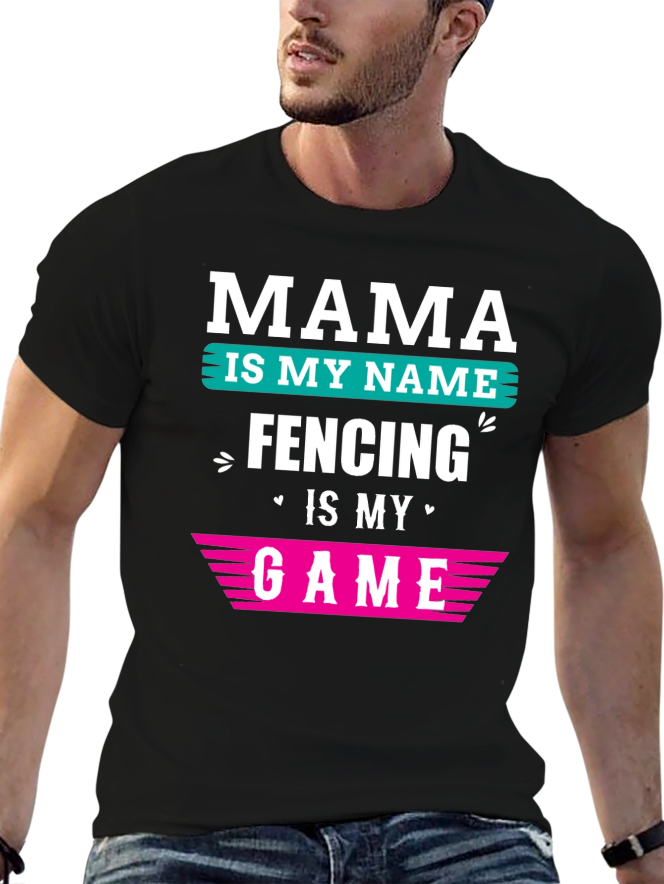 Black Mama Fencing Game T-Shirt view 6