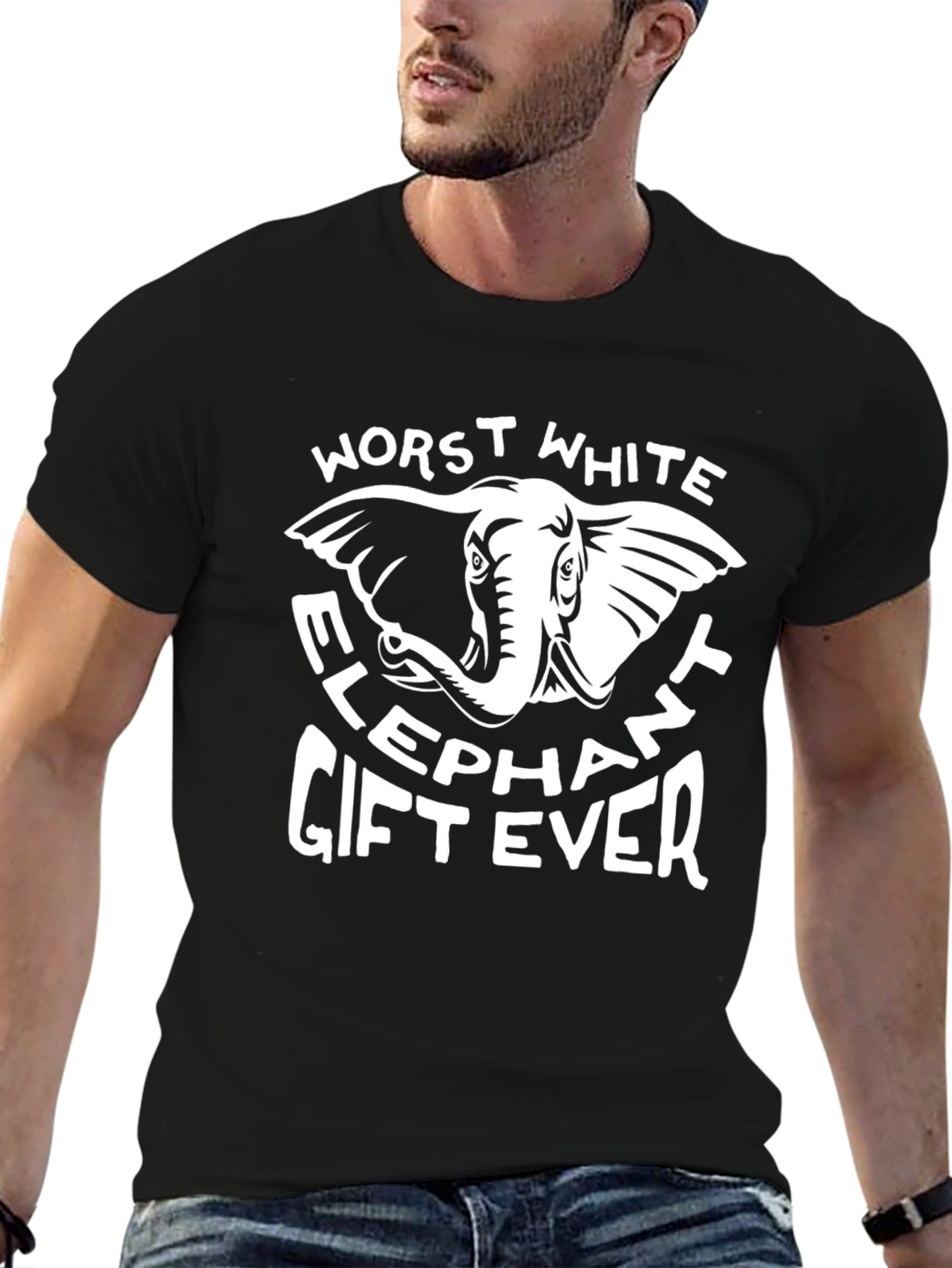 Black Worst White Elephant Gift Ever T-Shirt view 6