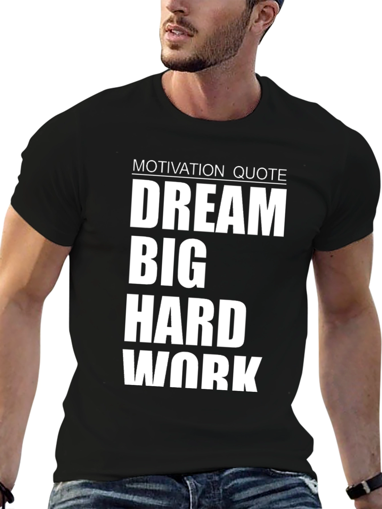 Black Dream Big Hard Work T-Shirt - Motivational Black Tee view 6