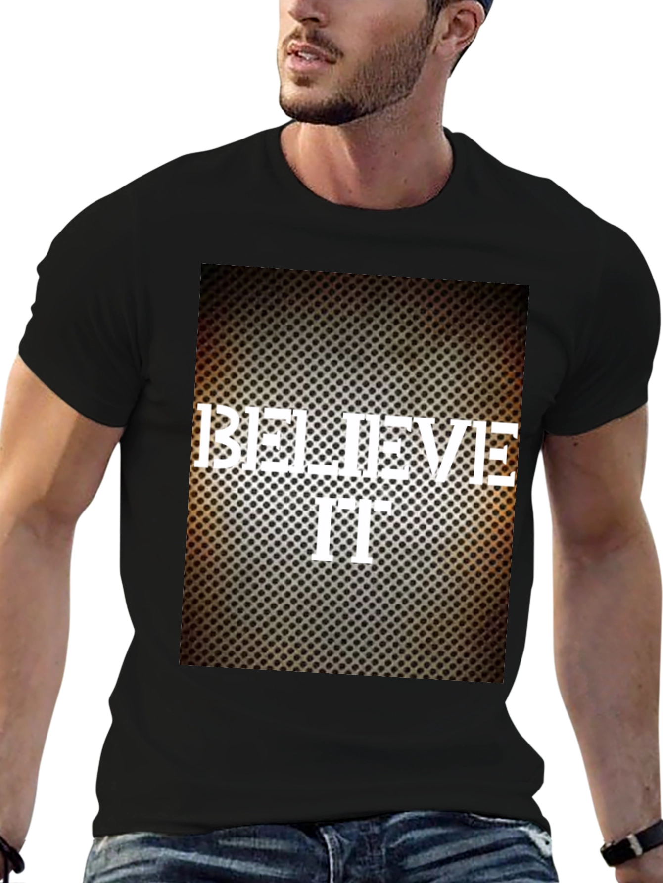 Black Believe It Graphic Print Black T-Shirt view 6