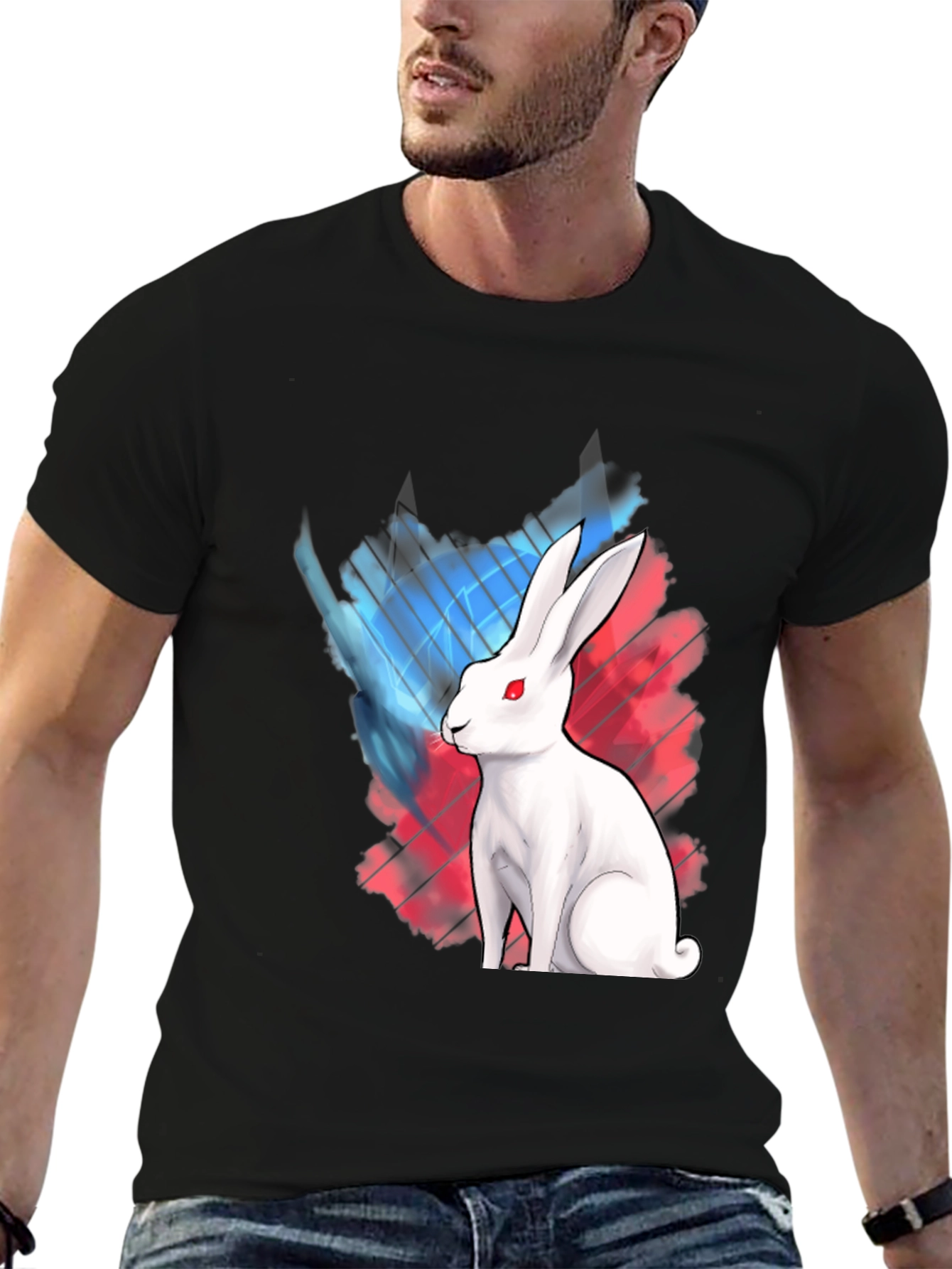 Black Rabbit Graphic Tee - Black Cotton Blend view 6