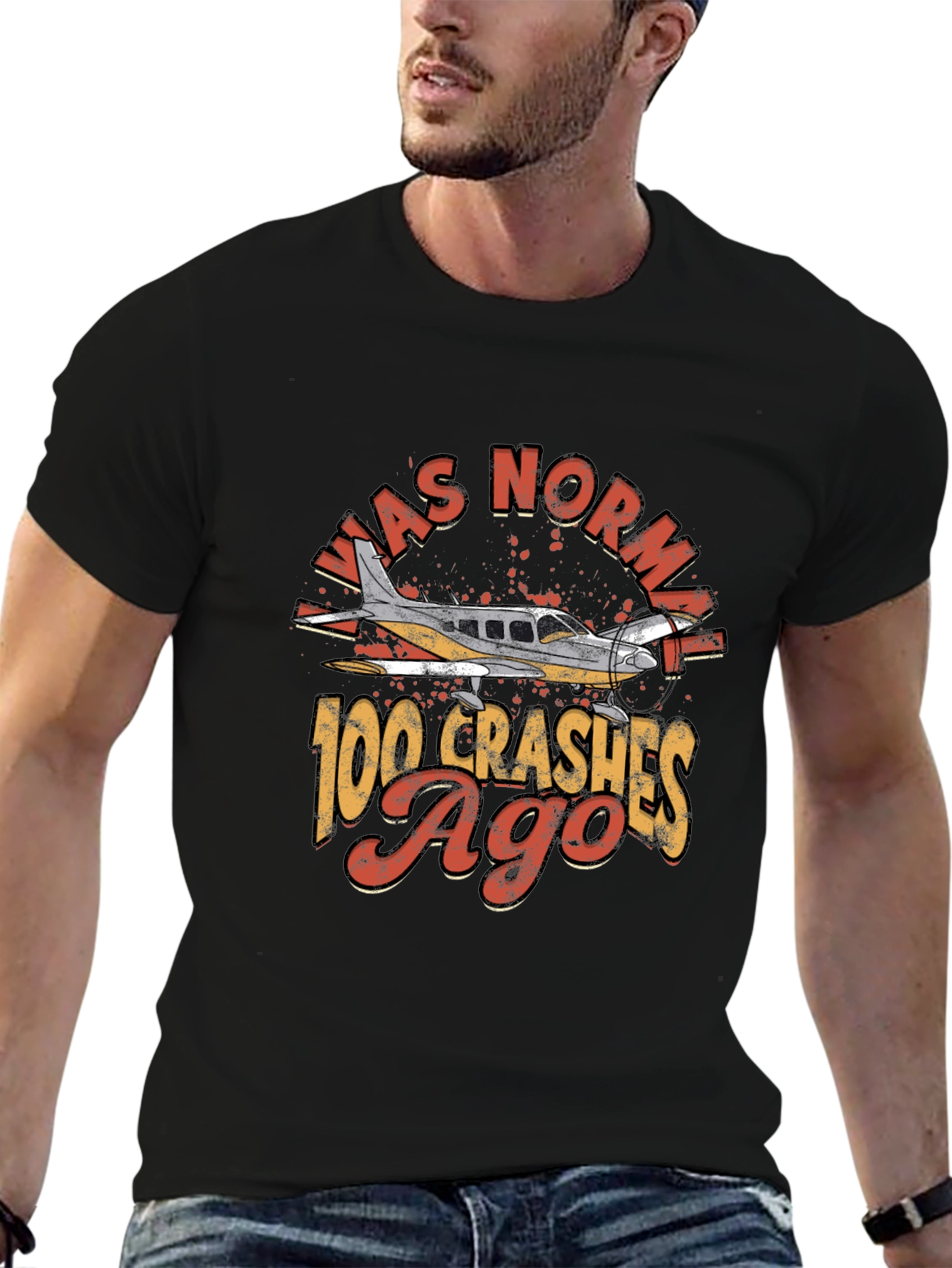 Black Was Normal 100 Crashes Ago Pilot T-Shirt view 6