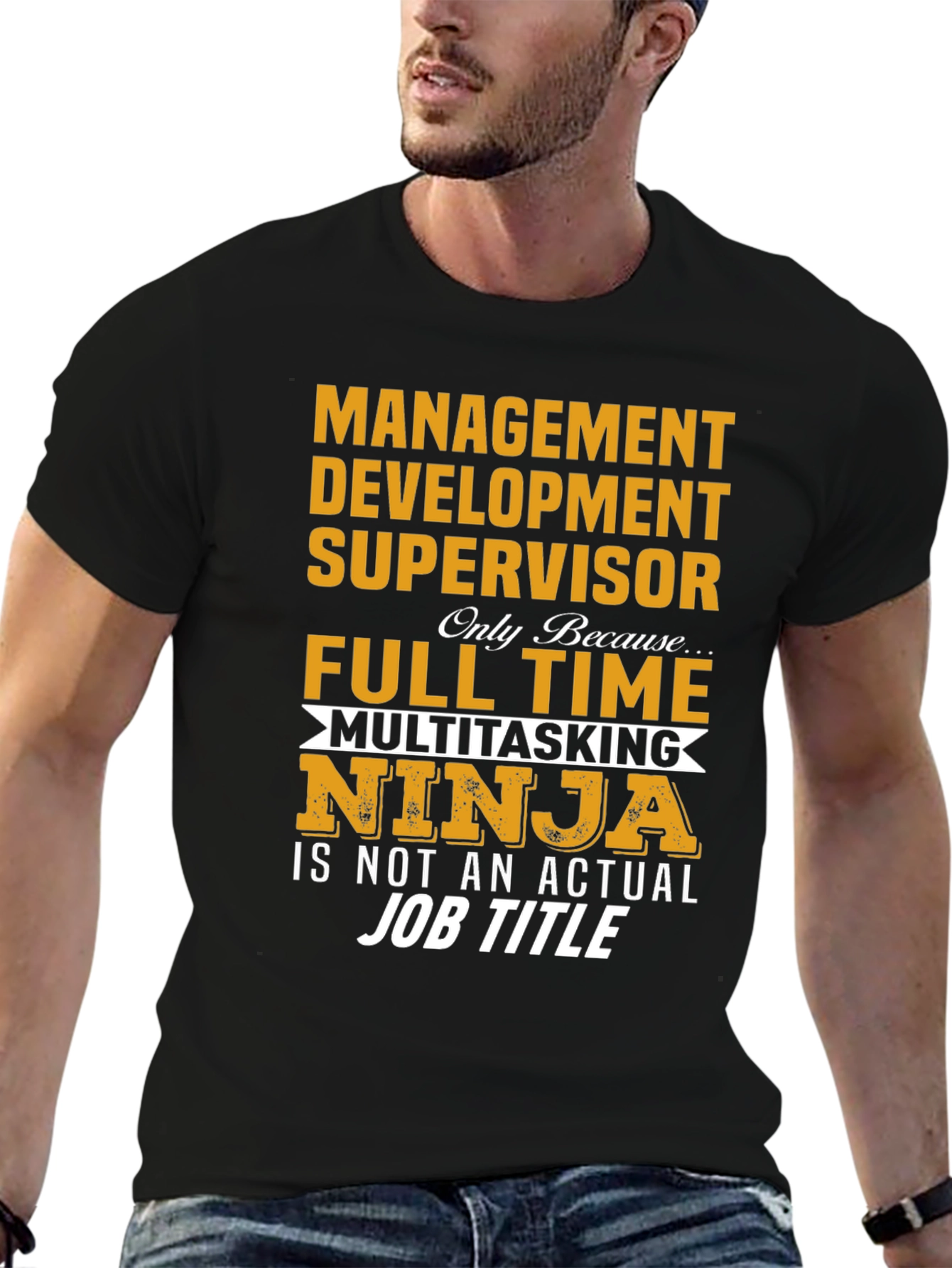 Black Funny Management Development Supervisor T-Shirt view 6