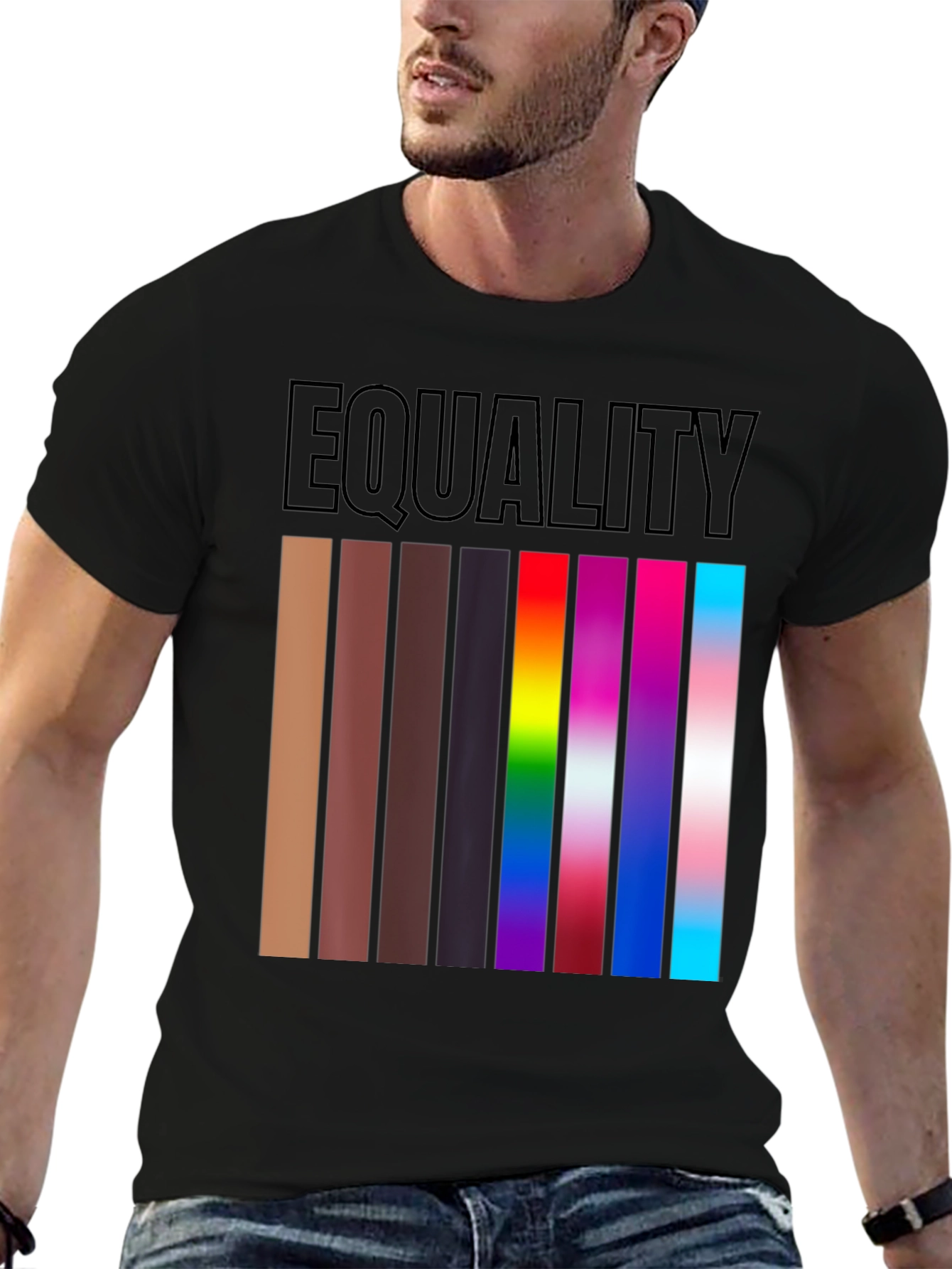 Black Equality T-Shirt Diverse Skin Tones & LGBTQ+ Pride view 6