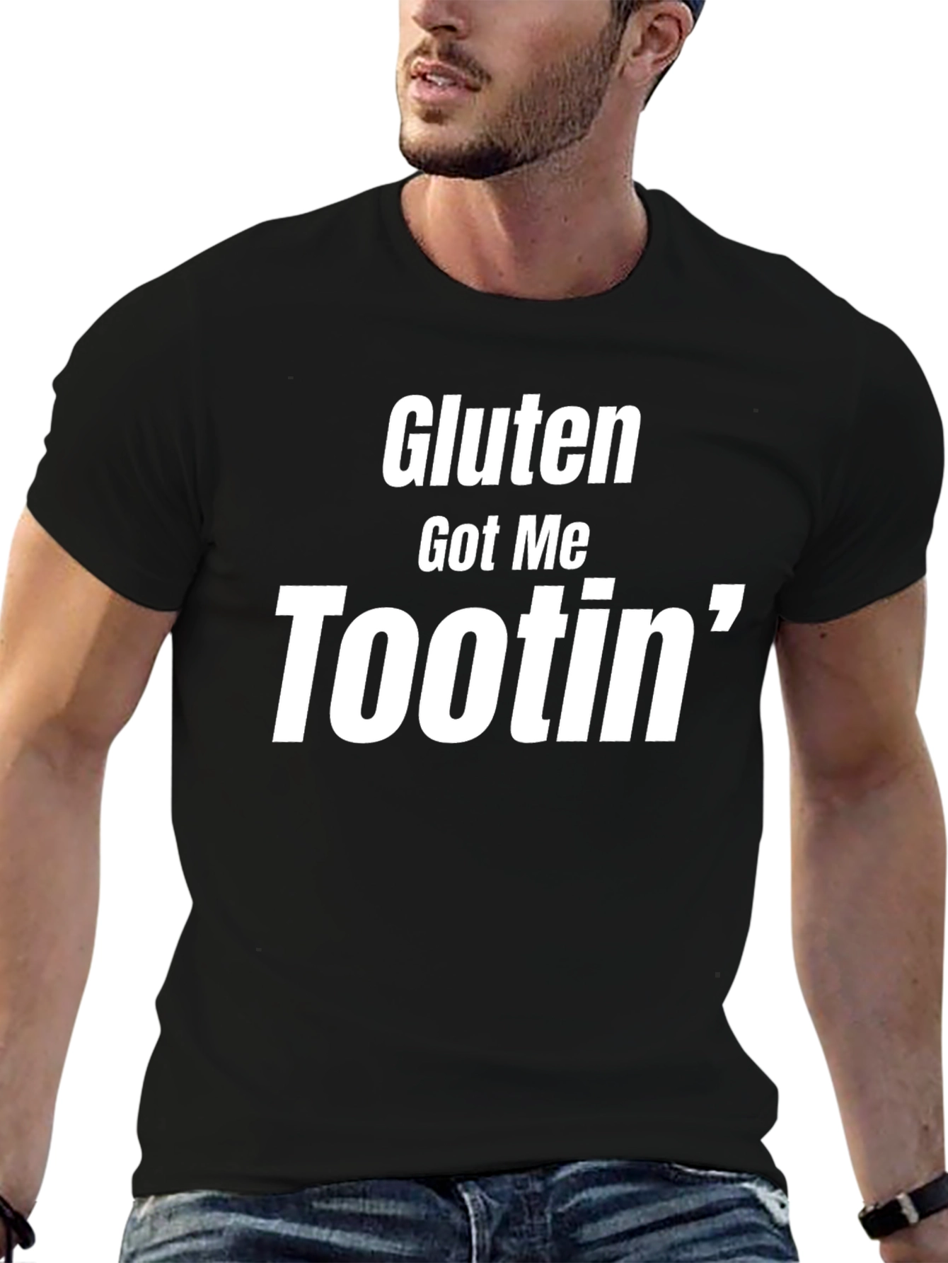 Black Gluten Got Me Tootin' Black T-Shirt view 6