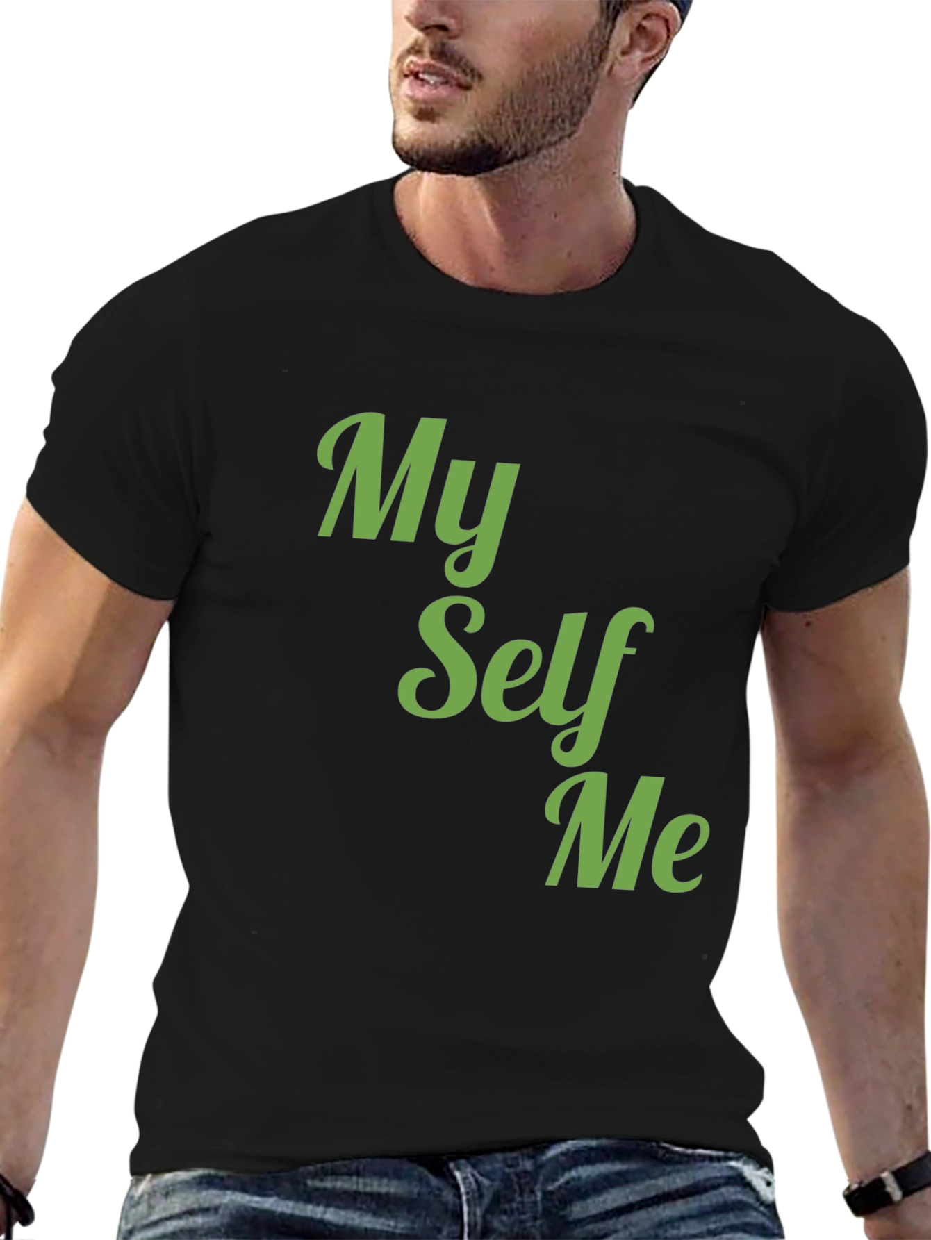 Black My Self Me Graphic Tee - Soft Cotton Blend T-Shirt view 6