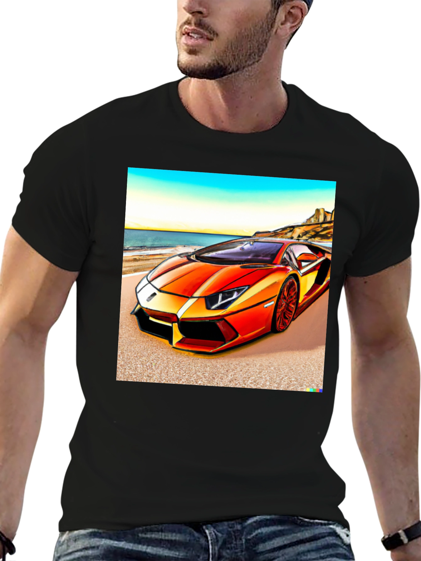 Black Orange Lamborghini T-Shirt view 6