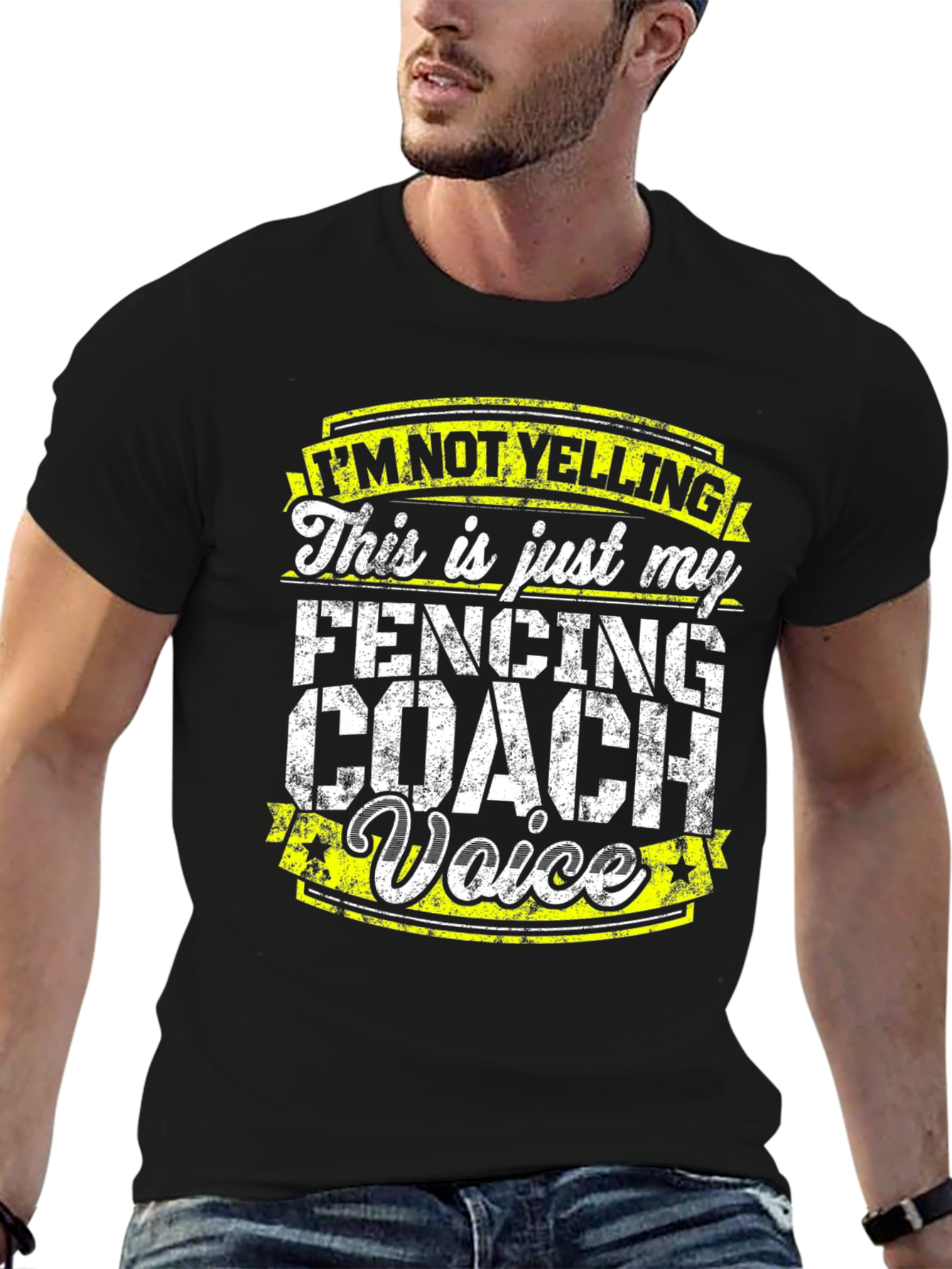 Black Fencing Coach Voice T-Shirt - Funny Gift for Fencing Lovers view 6