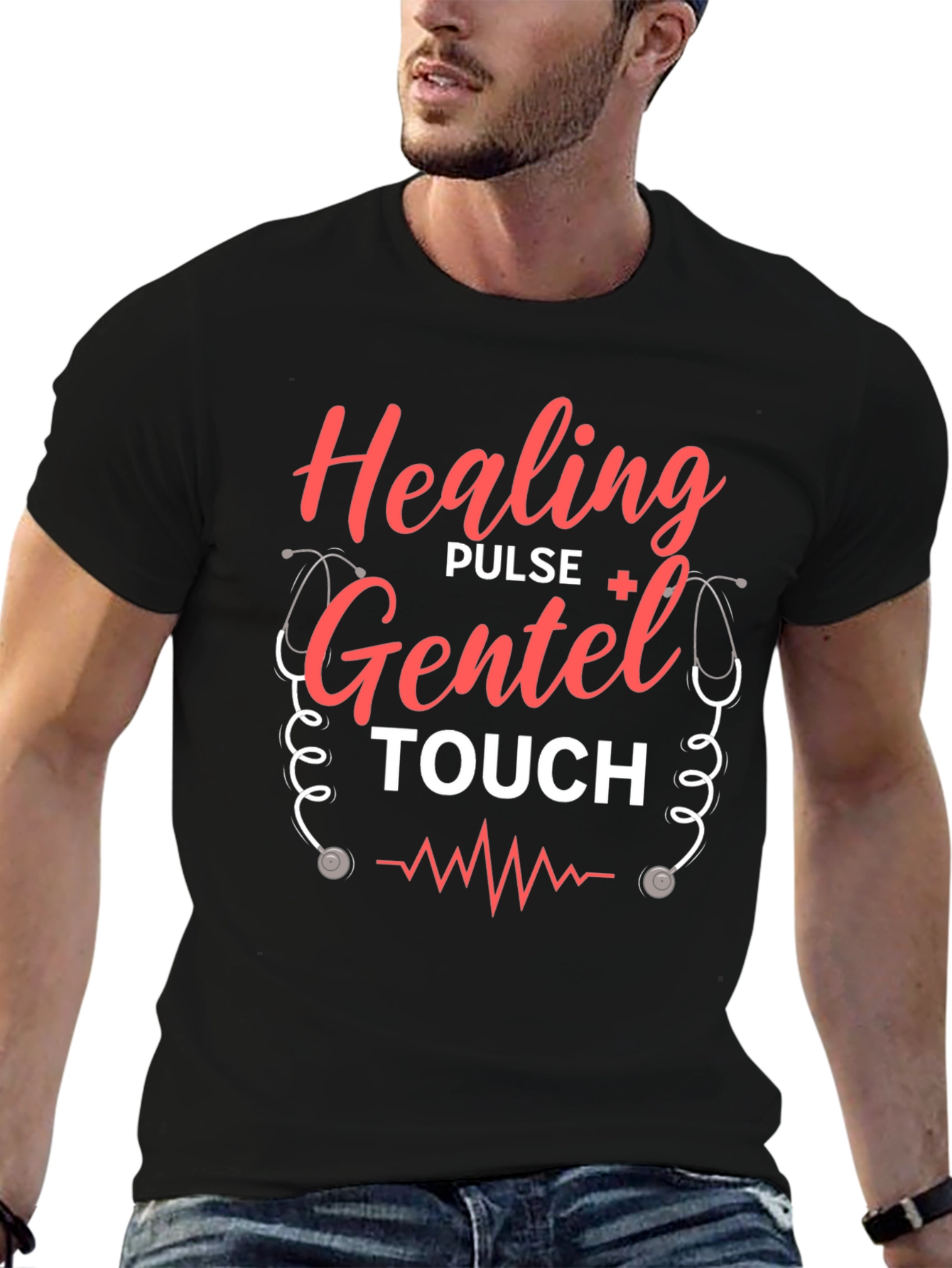 Black Healing Pulse Gentel Touch T-Shirt - Black view 6