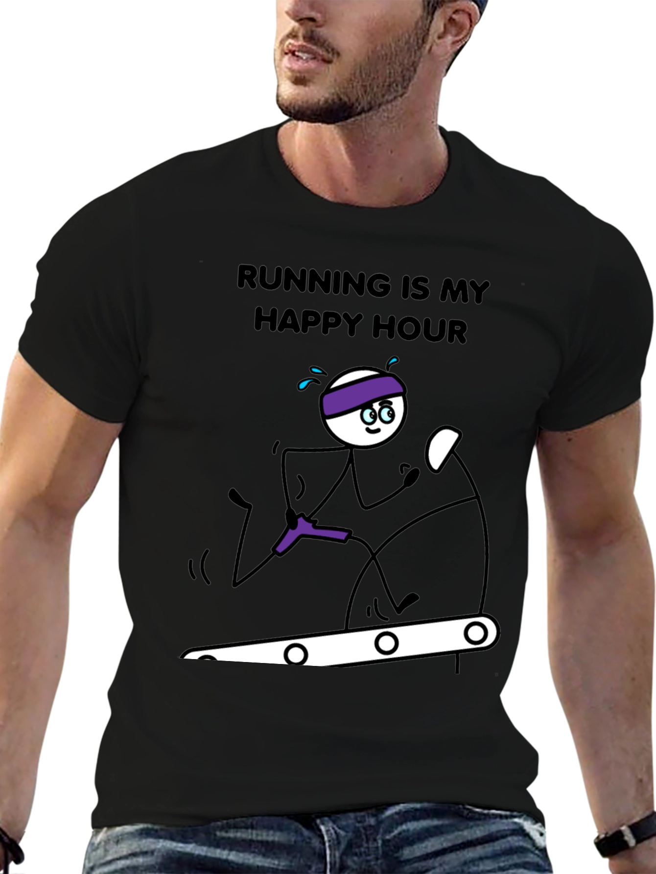 Black Running is My Happy Hour T-Shirt view 6