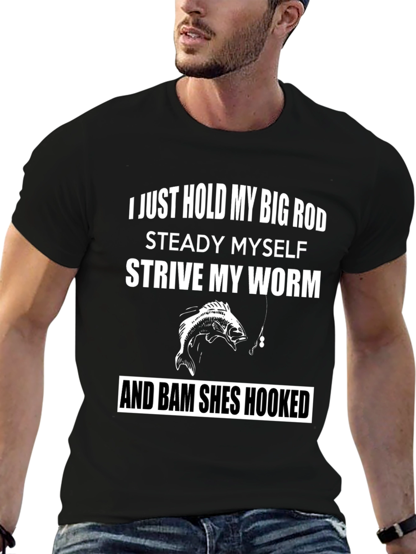 Black Fishing Humor Graphic T-Shirt view 6