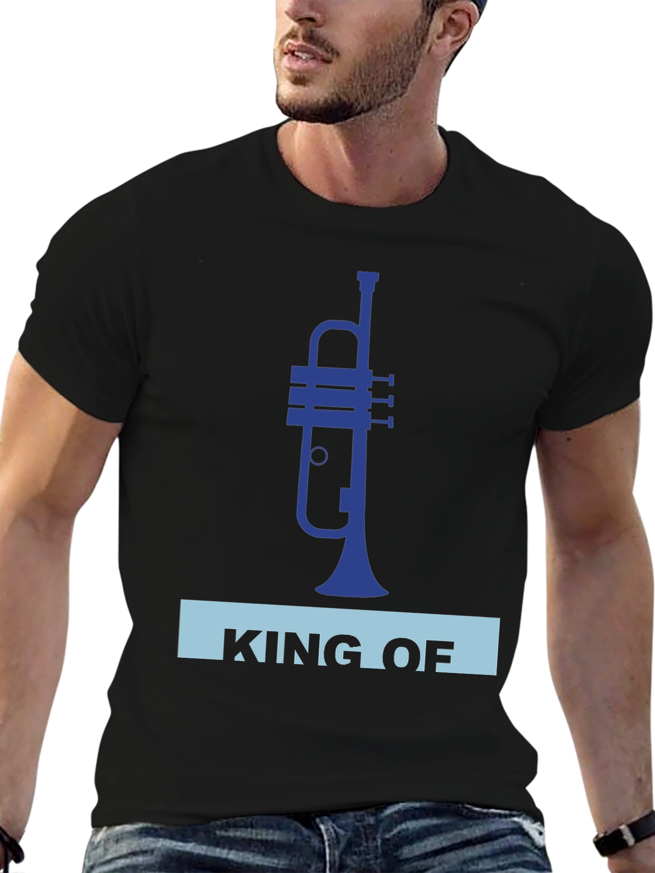 Black King of Trumpet T-Shirt - Musical Instrument Tee view 6