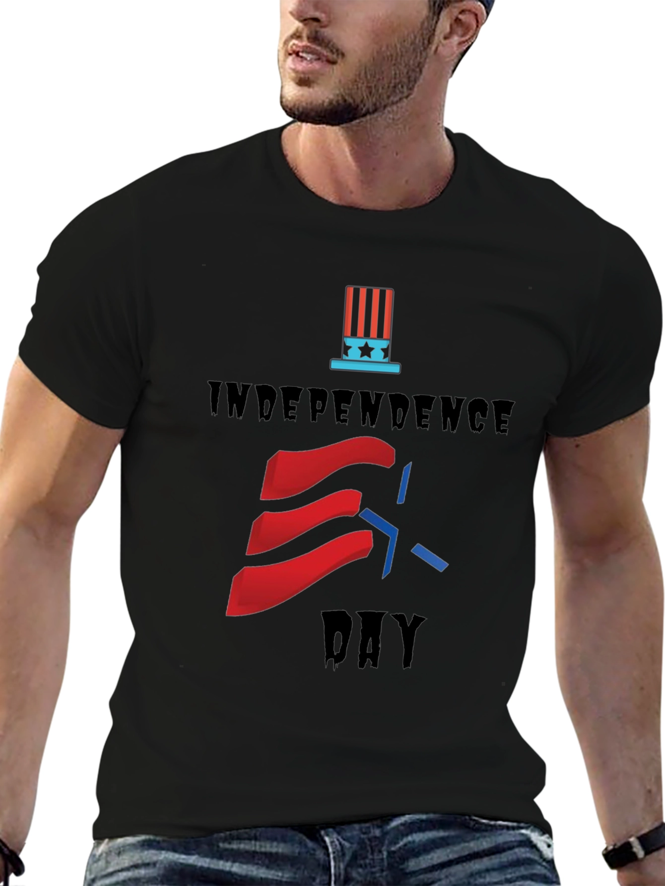 Black Independence Day Graphic T-Shirt view 6