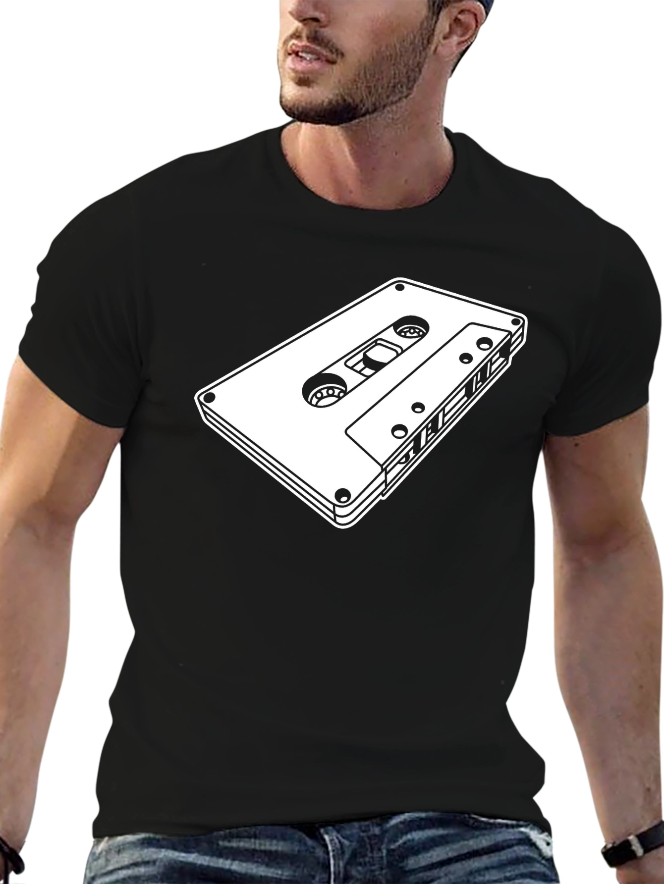 Black Retro Cassette Tape Graphic Tee - Black view 6