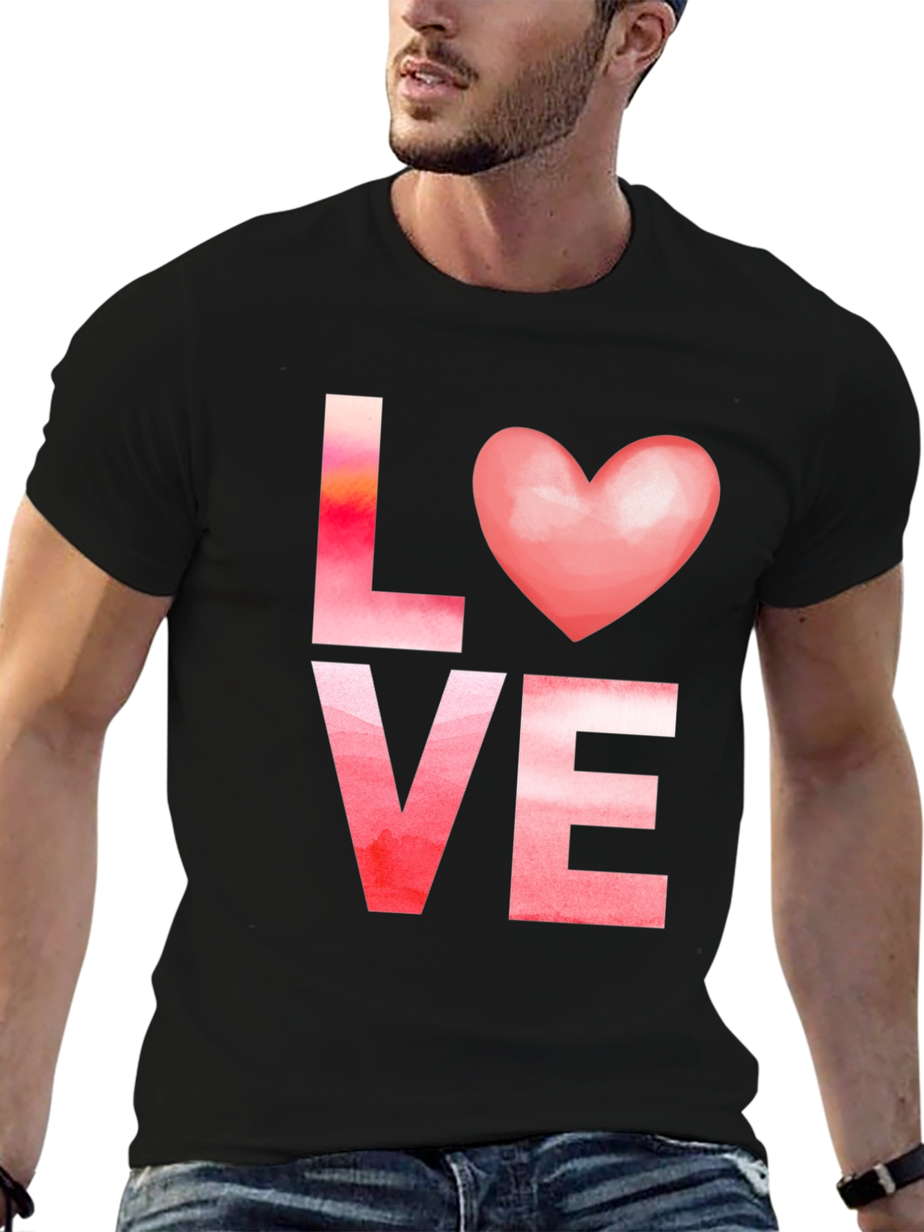 Black Love Heart Valentine T-Shirt view 6