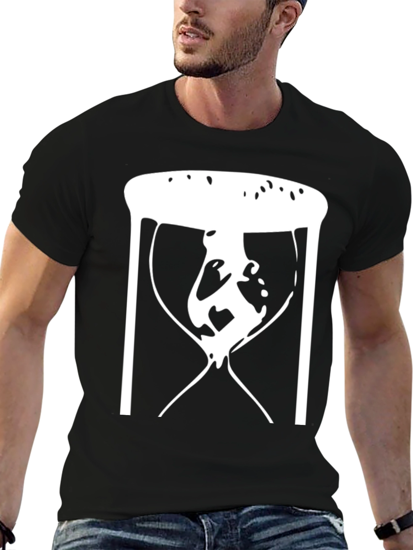Black Abstract Hourglass Graphic Tee - Black Unisex T-Shirt view 6