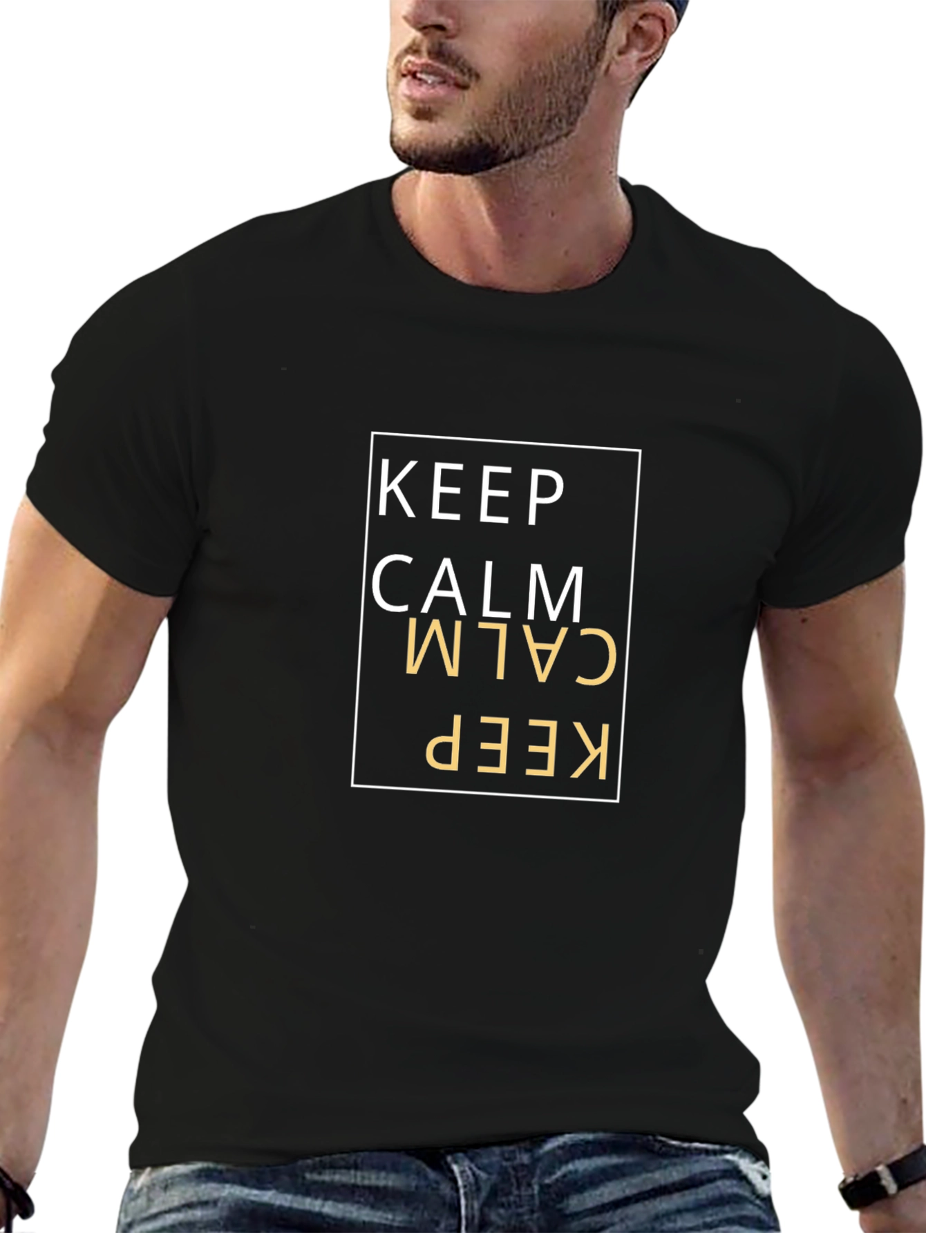Black Keep Calm Graphic Print Tee - Classic Black view 6