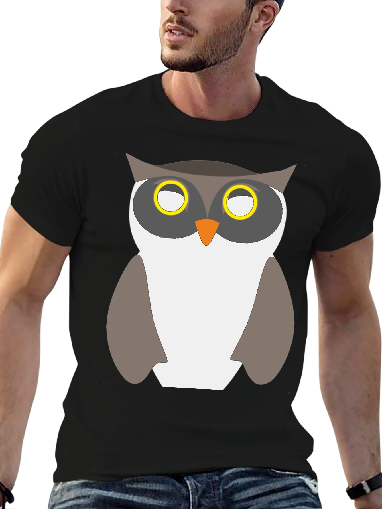 Black Owl Graphic Print Black T-Shirt view 6