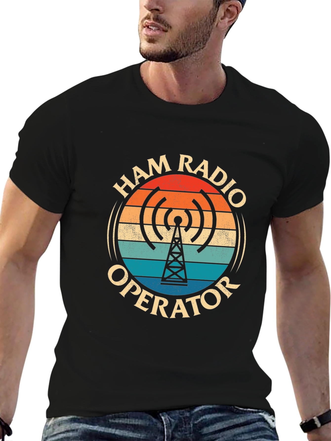 Black Ham Radio Operator T-Shirt - Vintage Design view 6