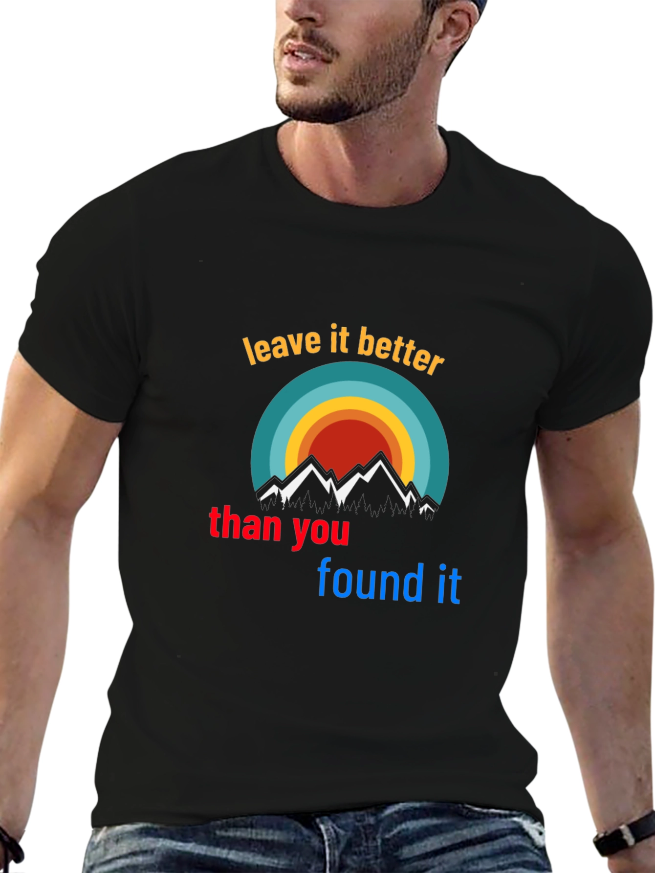 Black Leave It Better T-Shirt - Nature Mountains Graphic view 6