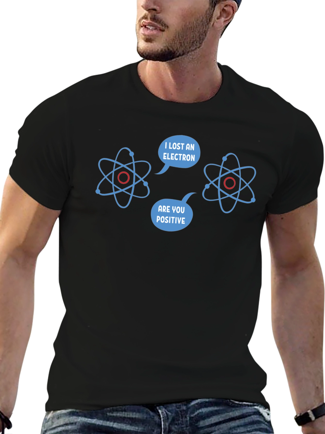 Black Lost Electron T-Shirt - Funny Science Humor Tee view 6