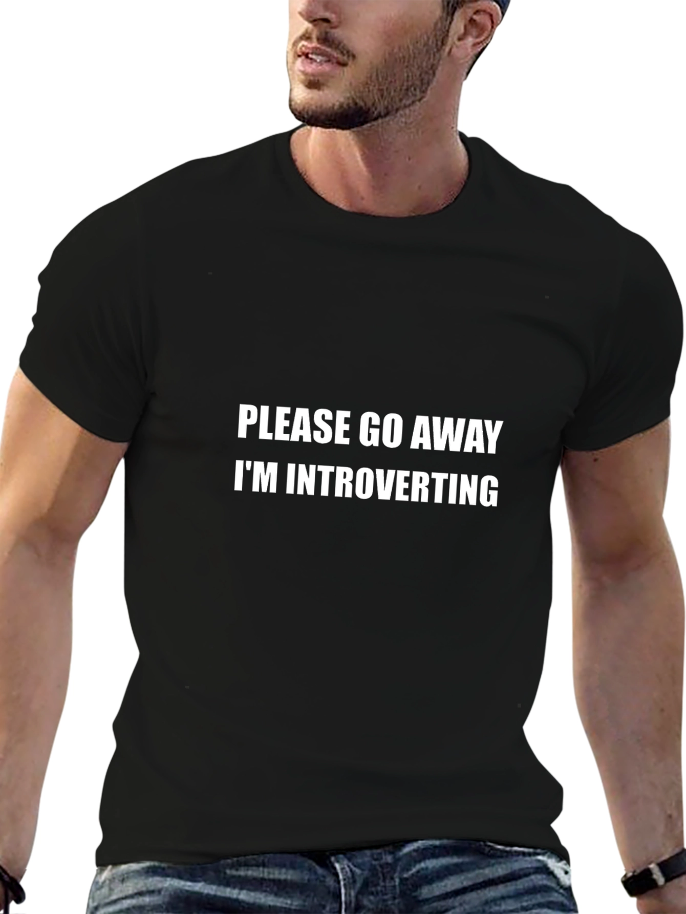 Black Introverting T-Shirt - Please Go Away Slogan view 6
