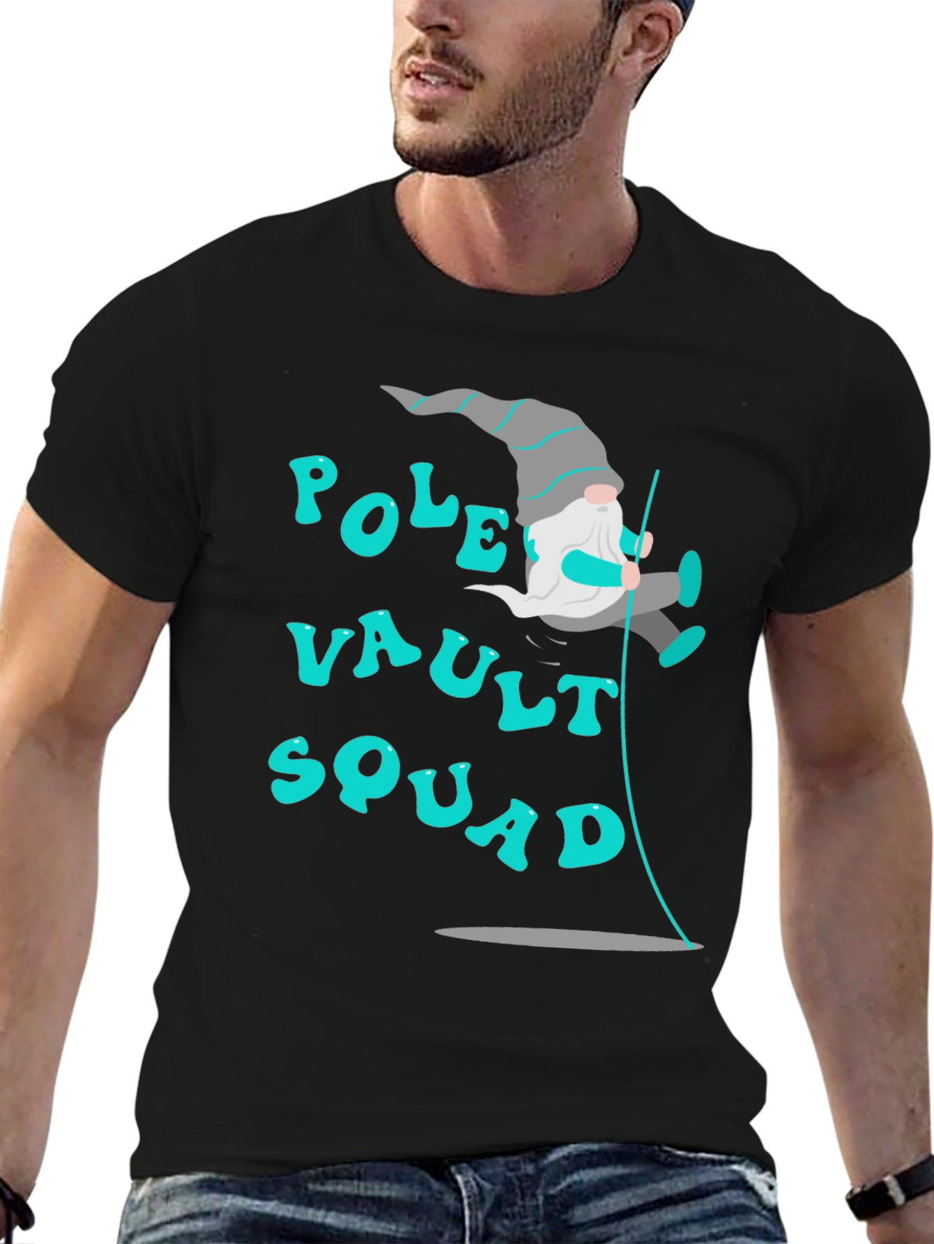 Black Pole Vault Squad T-Shirt - Unique Design view 6