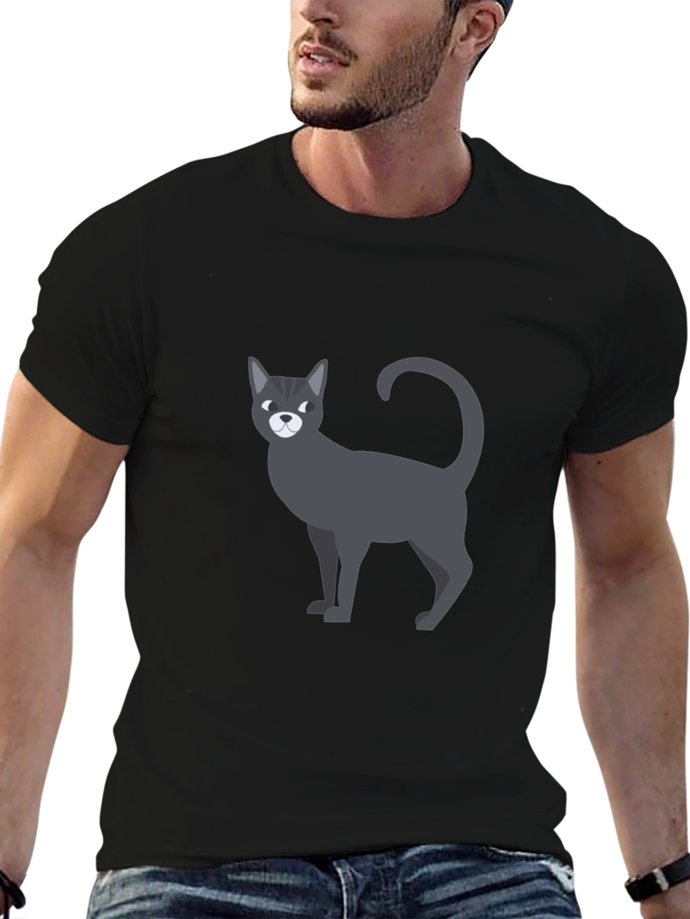 Black Cool Cat Graphic T-Shirt - Men's Black Tee view 6