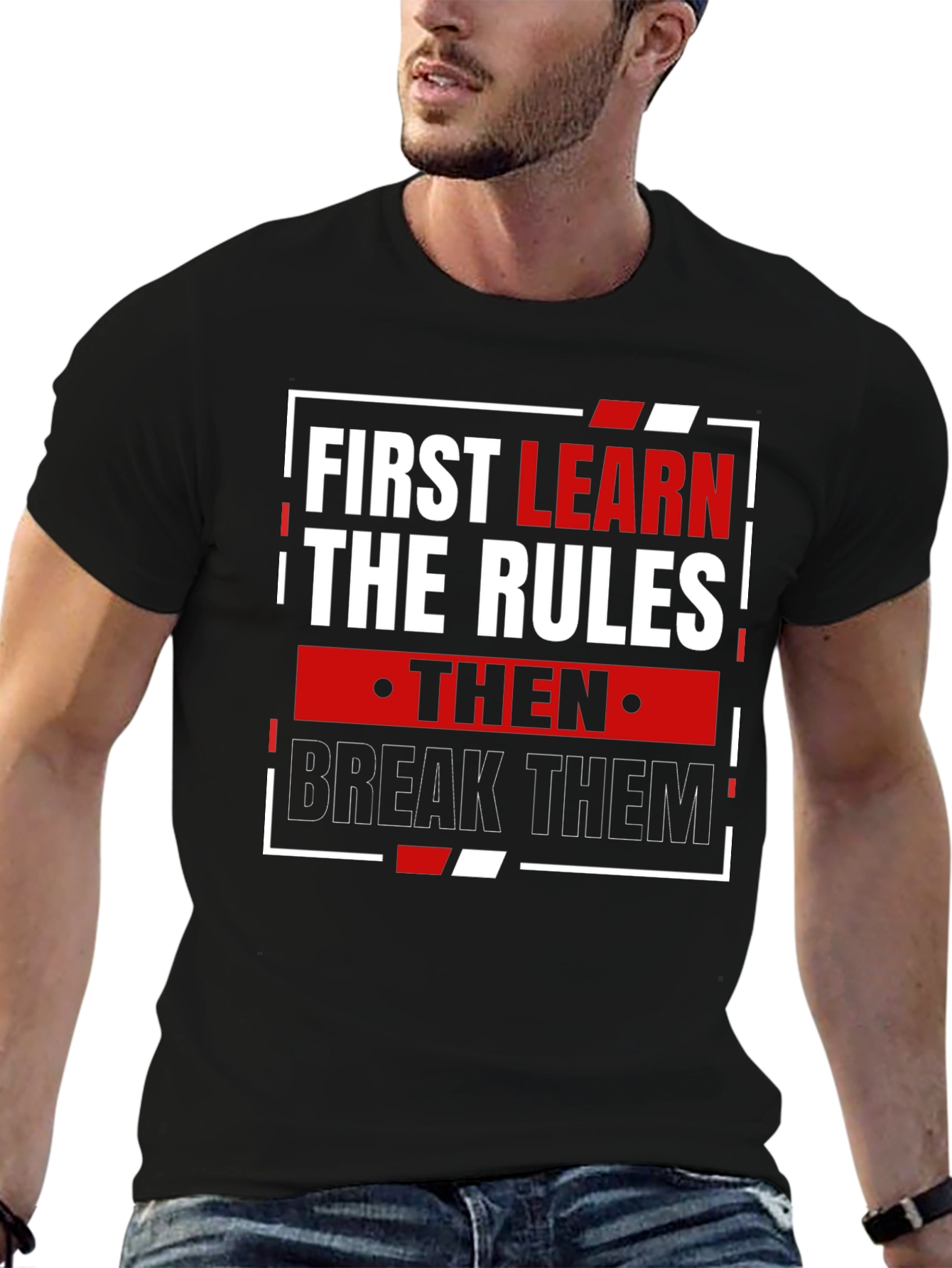 Black Learn the Rules Break Them T-Shirt view 6