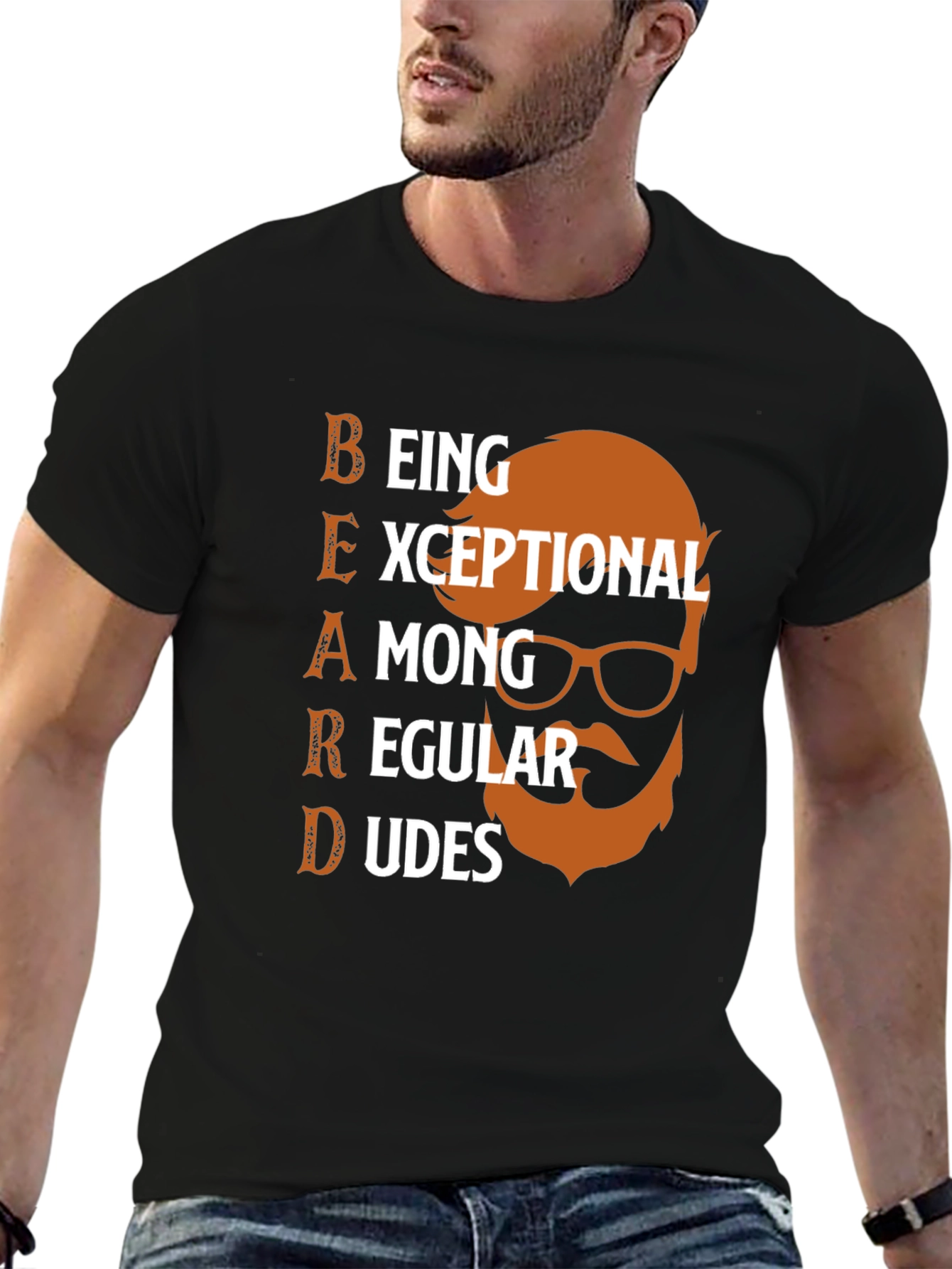 Black Beard Exceptional Among Regular Dudes Graphic T-Shirt view 6