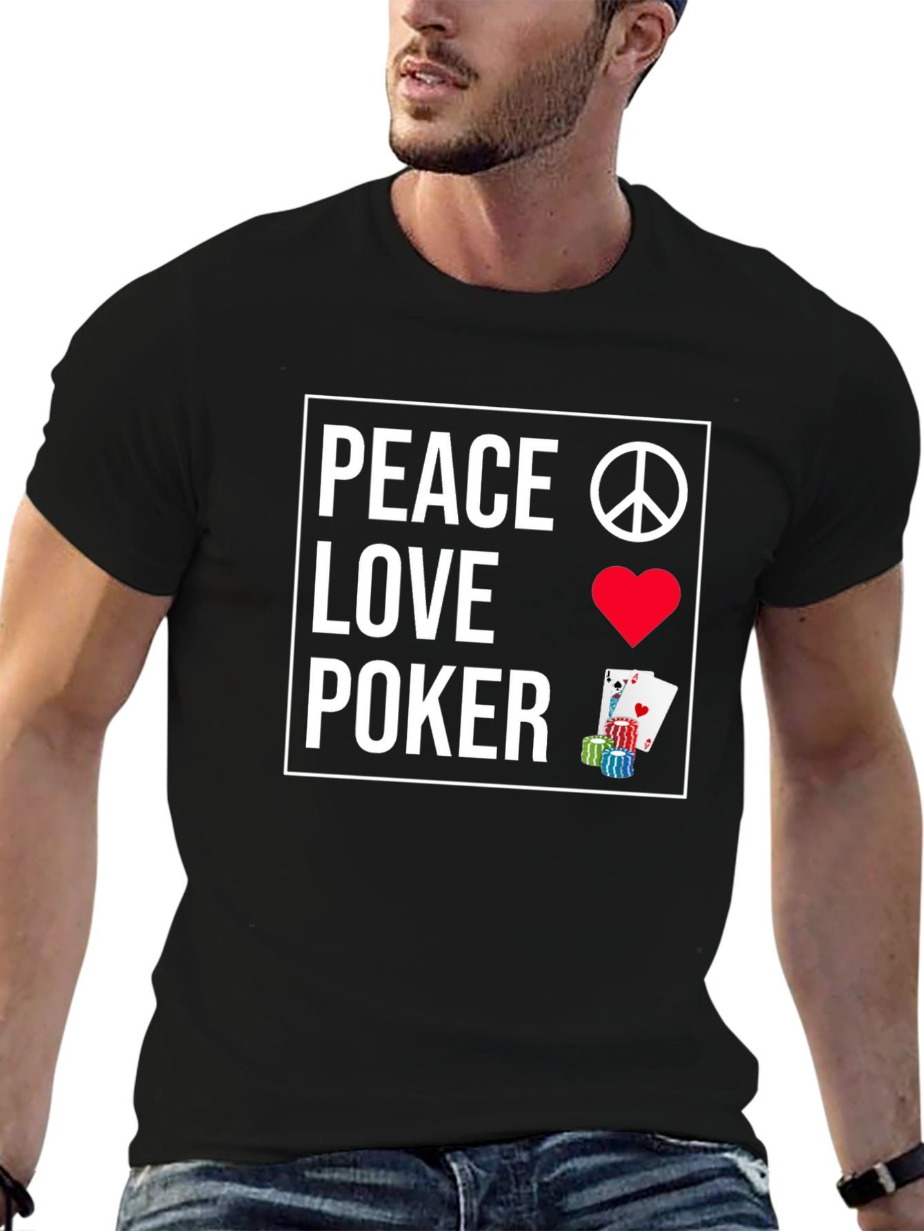 Peace Love Poker T-Shirt - Casino Game Night Apparel - 6