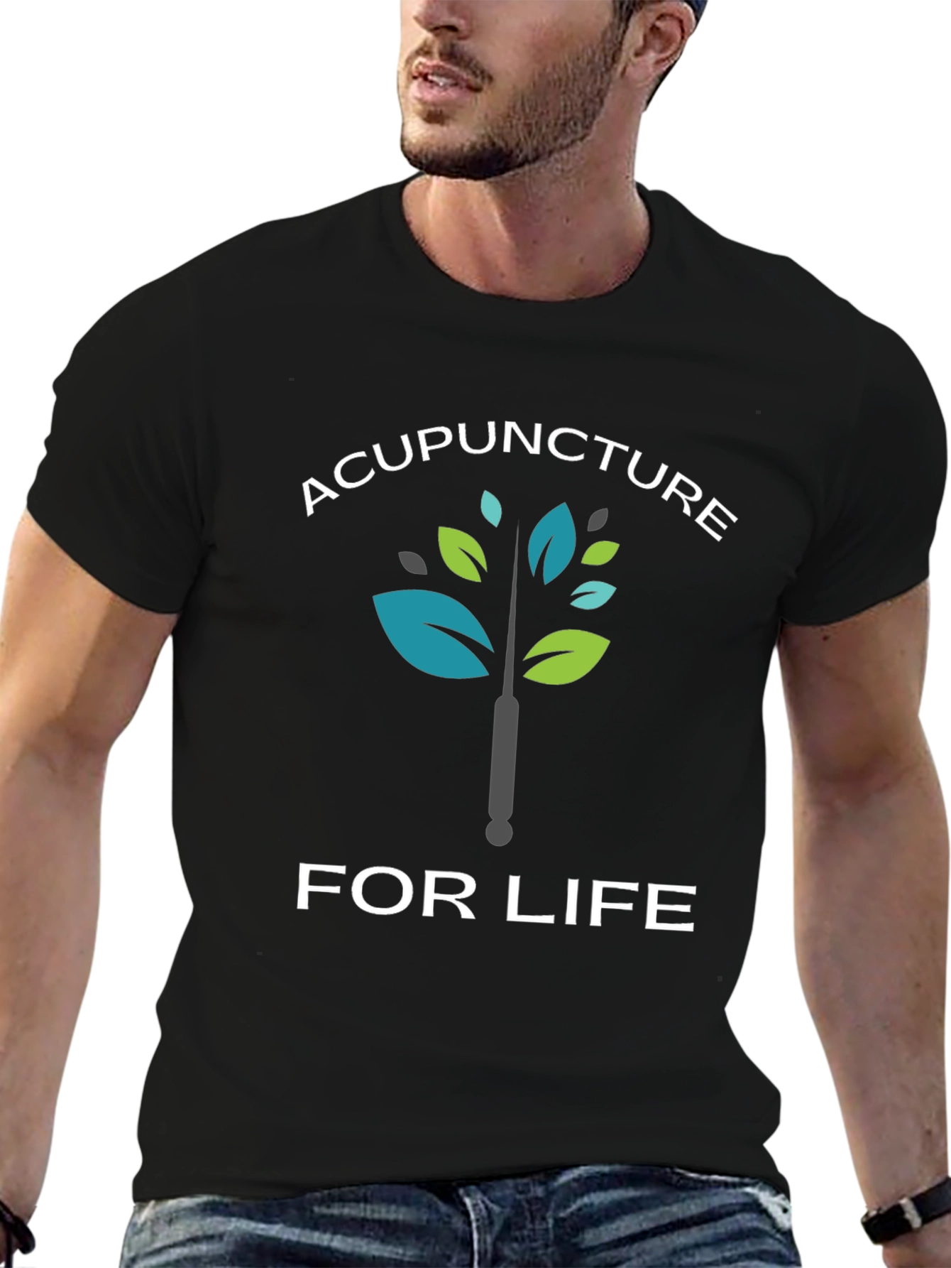 Black Acupuncture for Life Graphic T-Shirt view 6