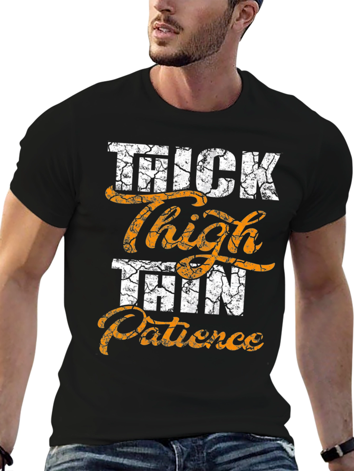 Black Thick Thighs Thin Patience Graphic T-Shirt view 6