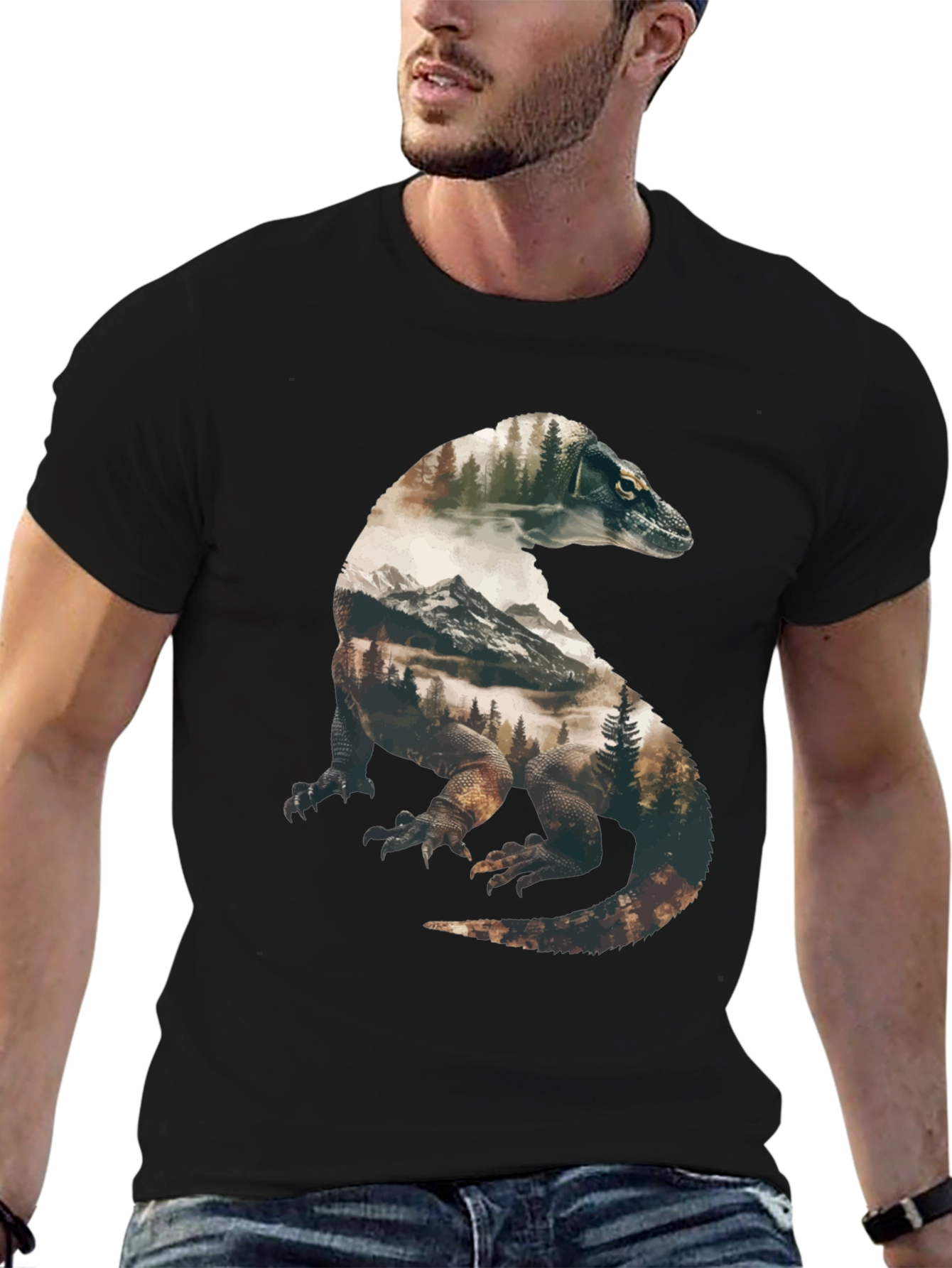 Black Komodo Dragon Nature Graphic Tee view 6