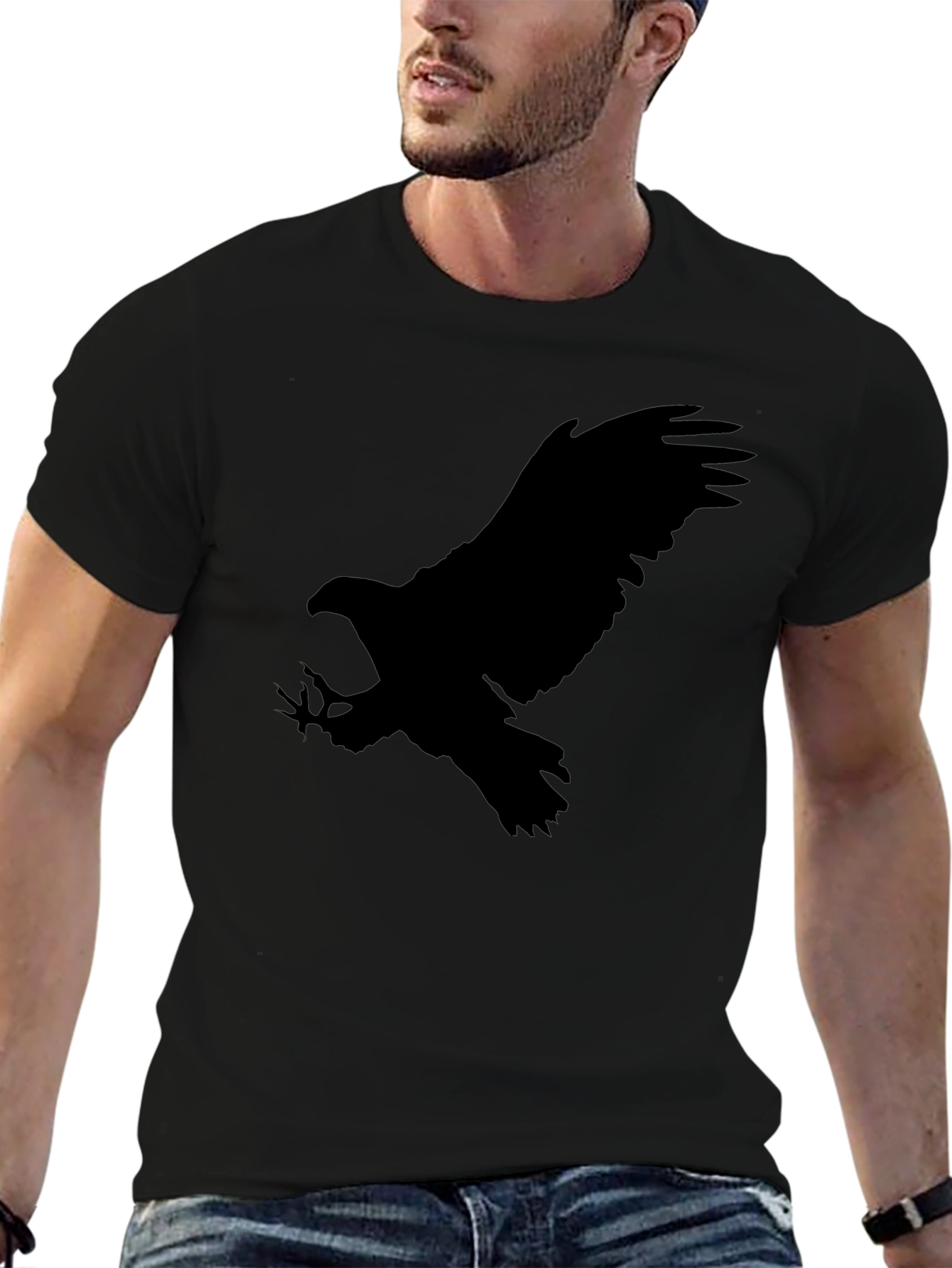 Black Eagle Silhouette Black Graphic Tee view 6