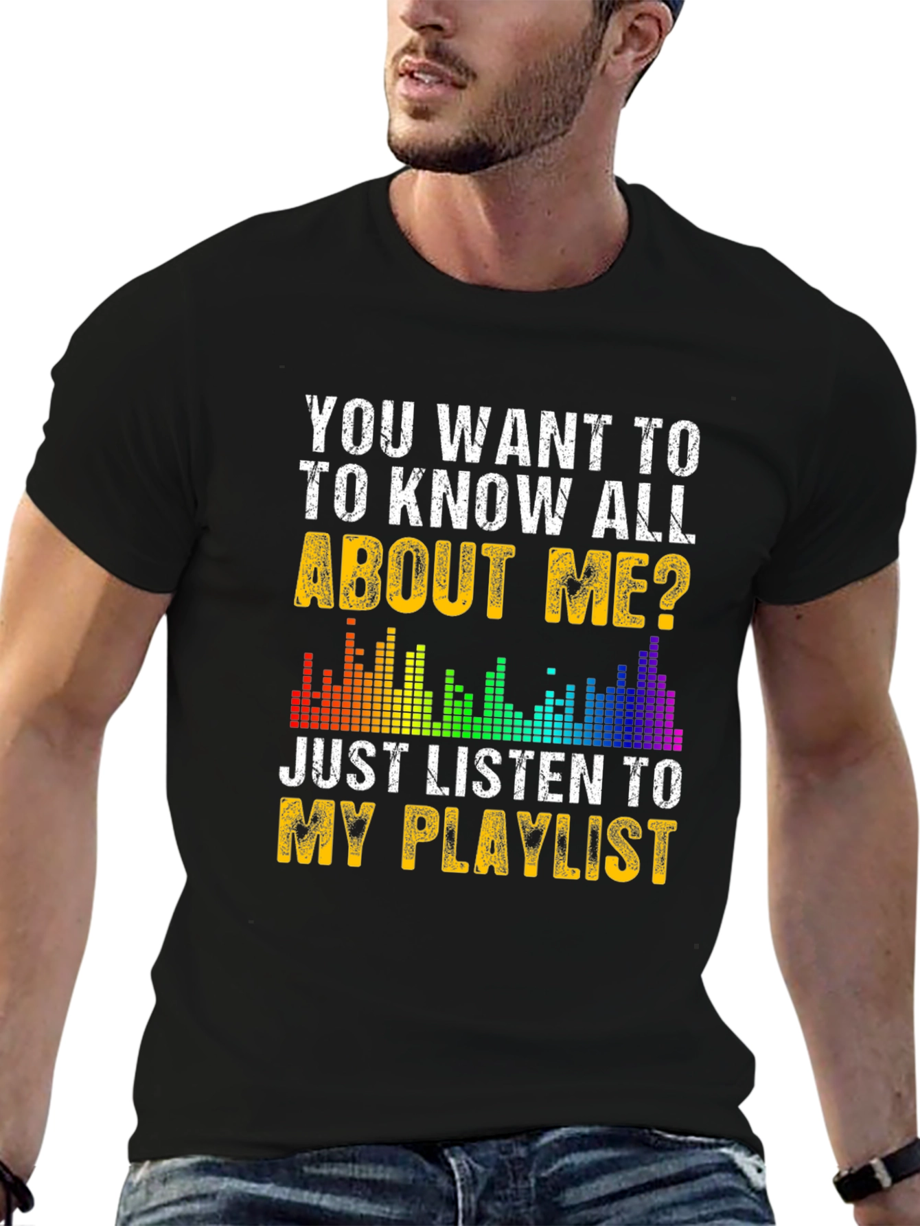 Black Listen to My Playlist Graphic Tee view 6