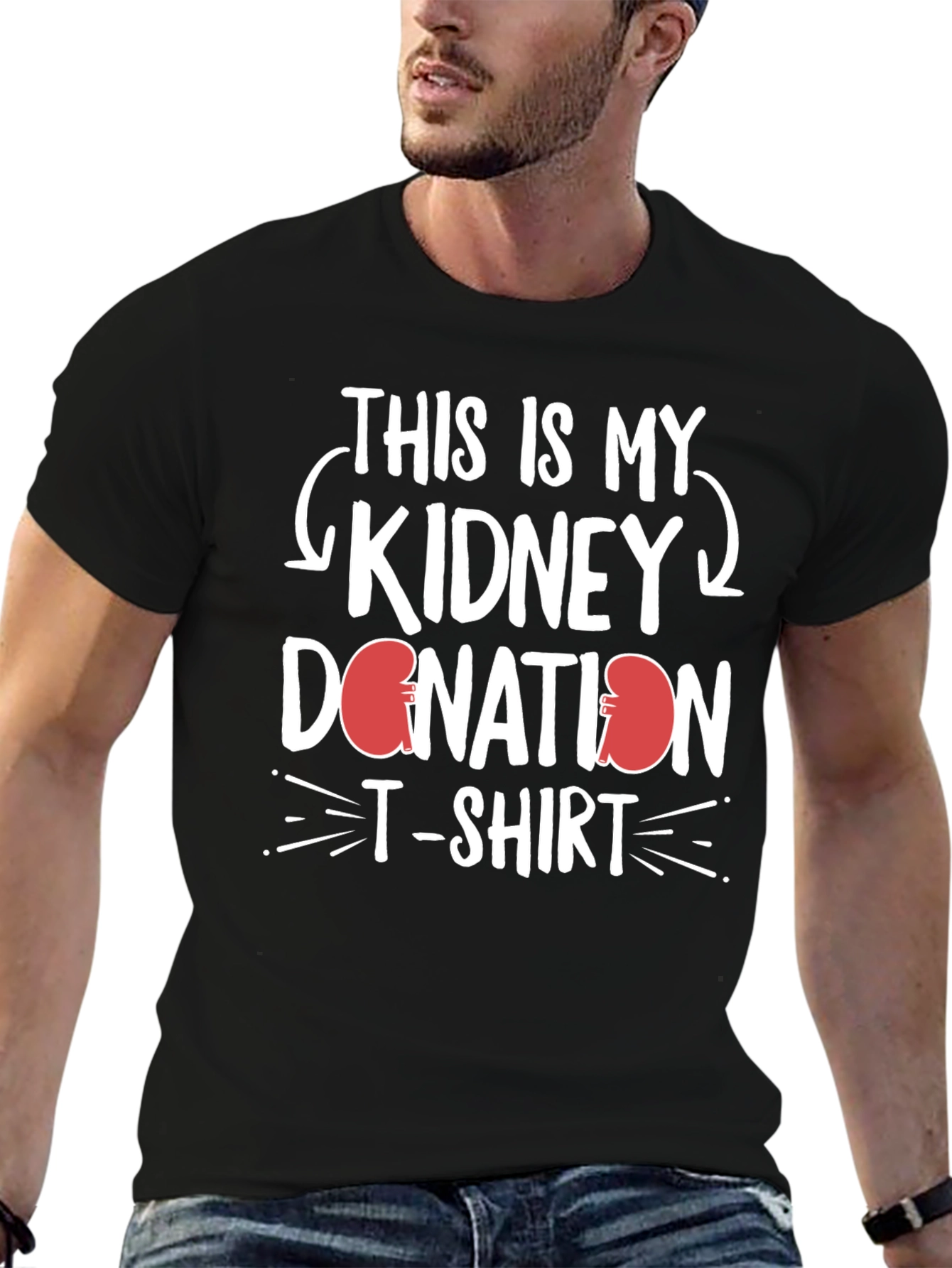 Black Kidney Donation T-Shirt - Support Organ Donation view 6