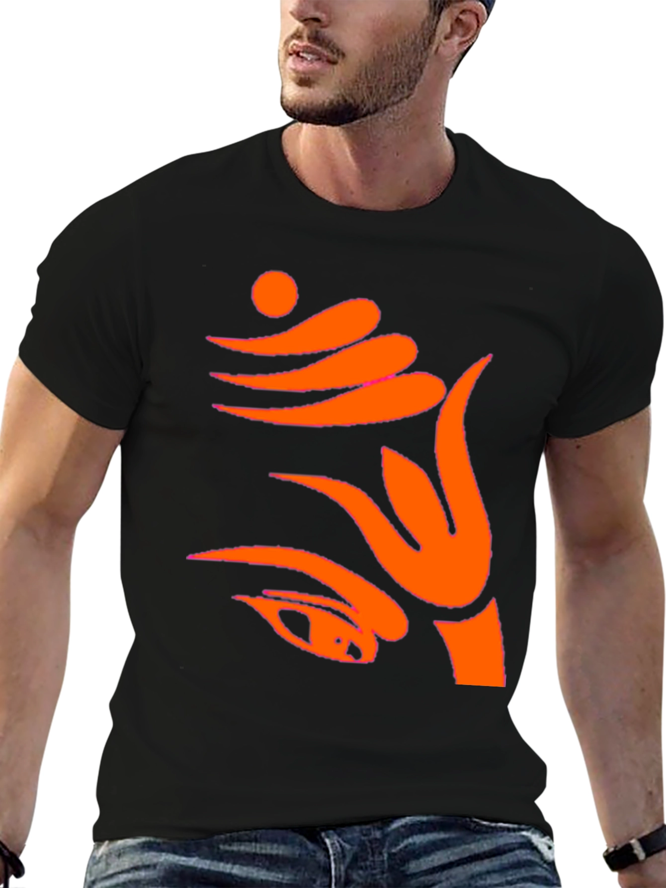 Black Abstract Graphic Print Black T-Shirt view 6