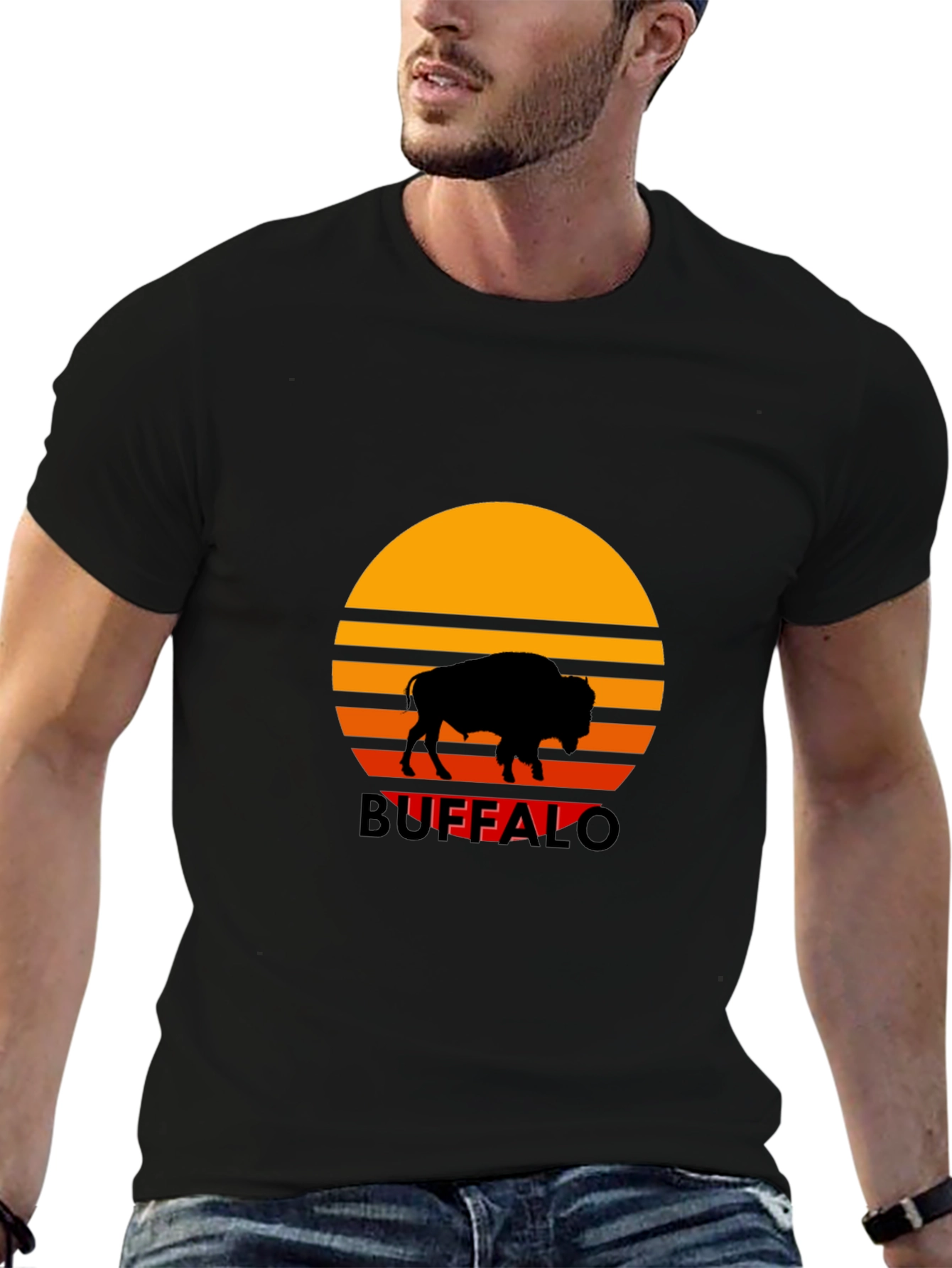 Black Buffalo Sunset Graphic Tee - Retro Style view 6