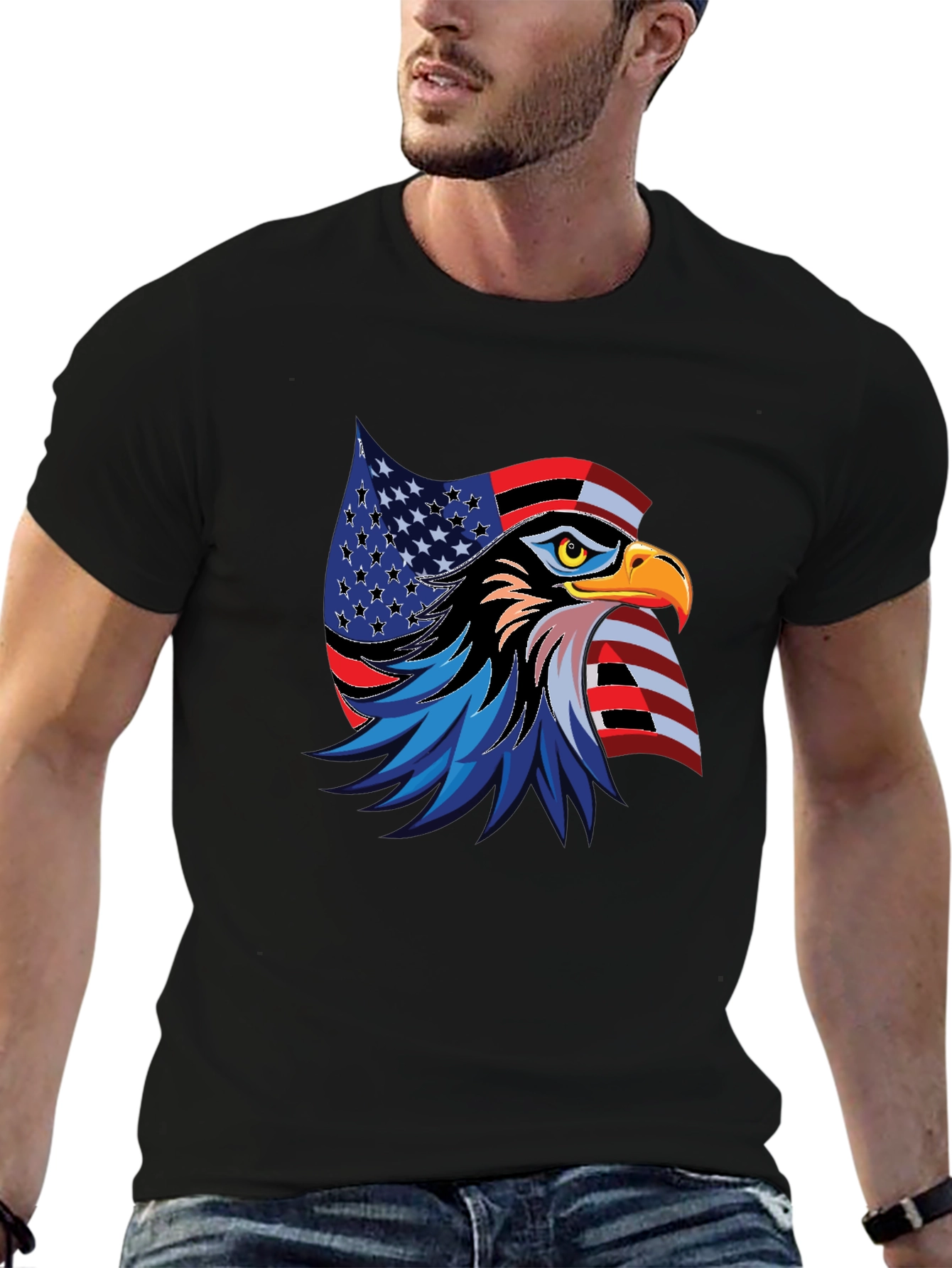 Black Patriotic Eagle Graphic T-Shirt view 6
