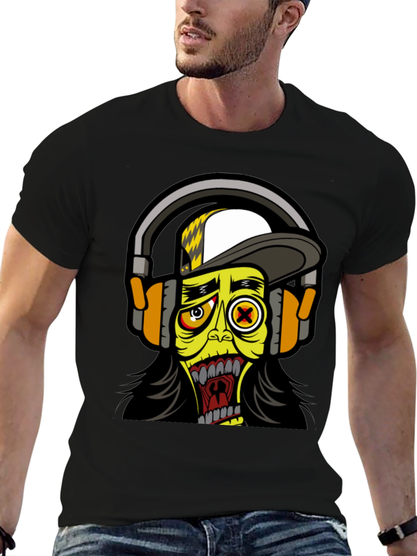 Black Cartoon Zombie Graphic Tee view 6