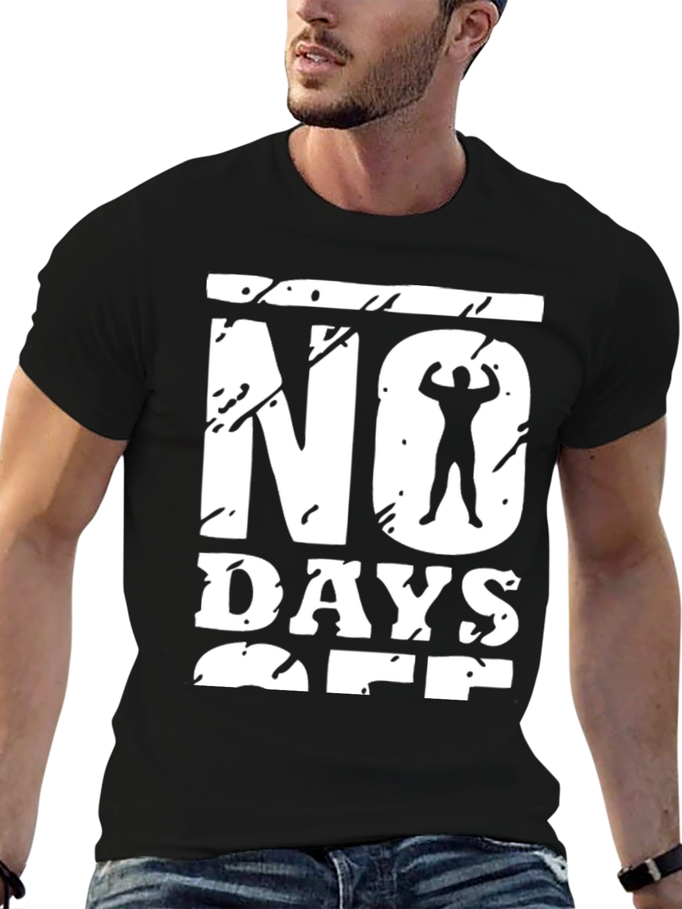 Black No Days Off Graphic T-Shirt, Black view 6