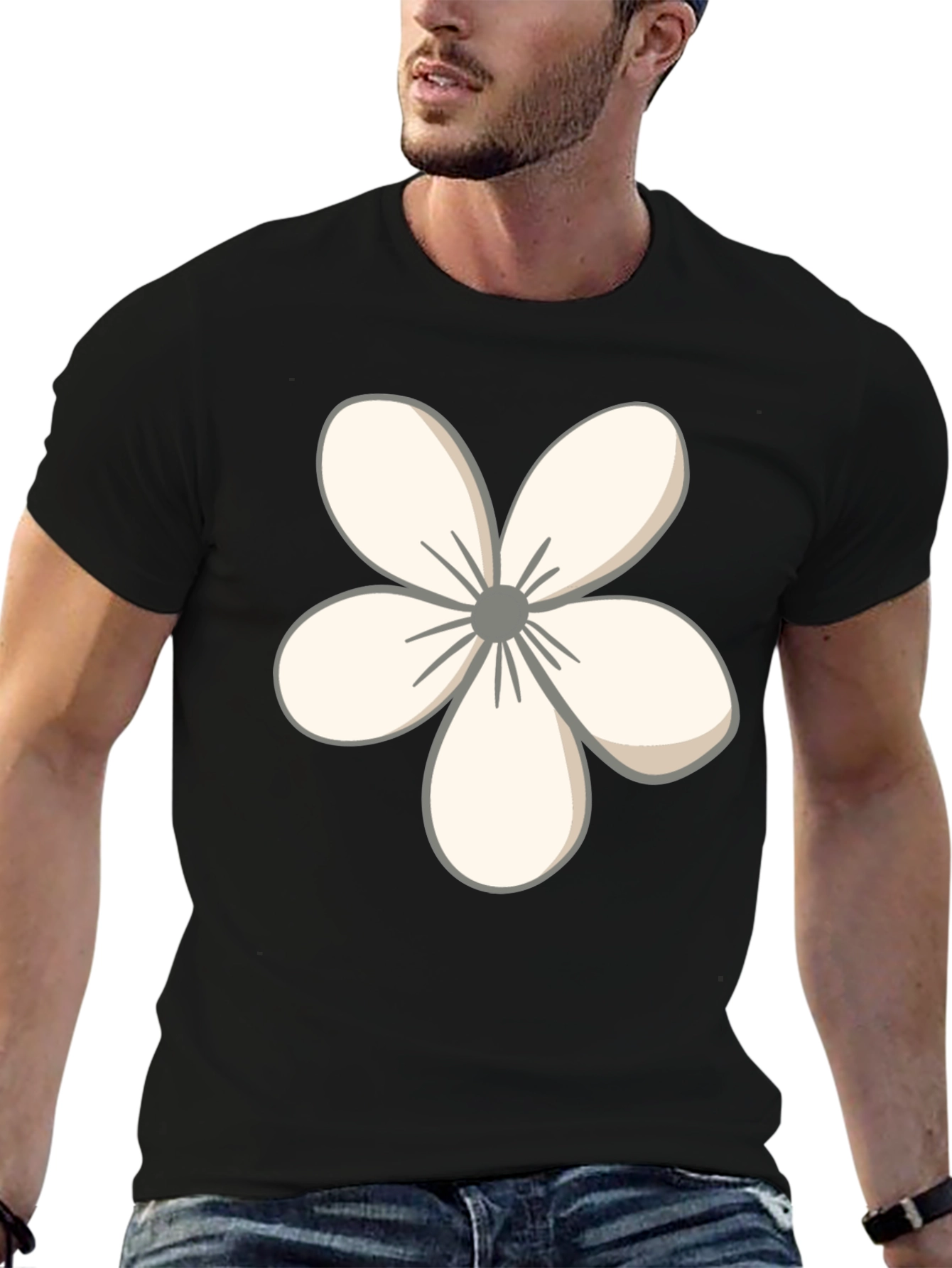 Black Floral Graphic Tee - Casual Black T-Shirt view 6