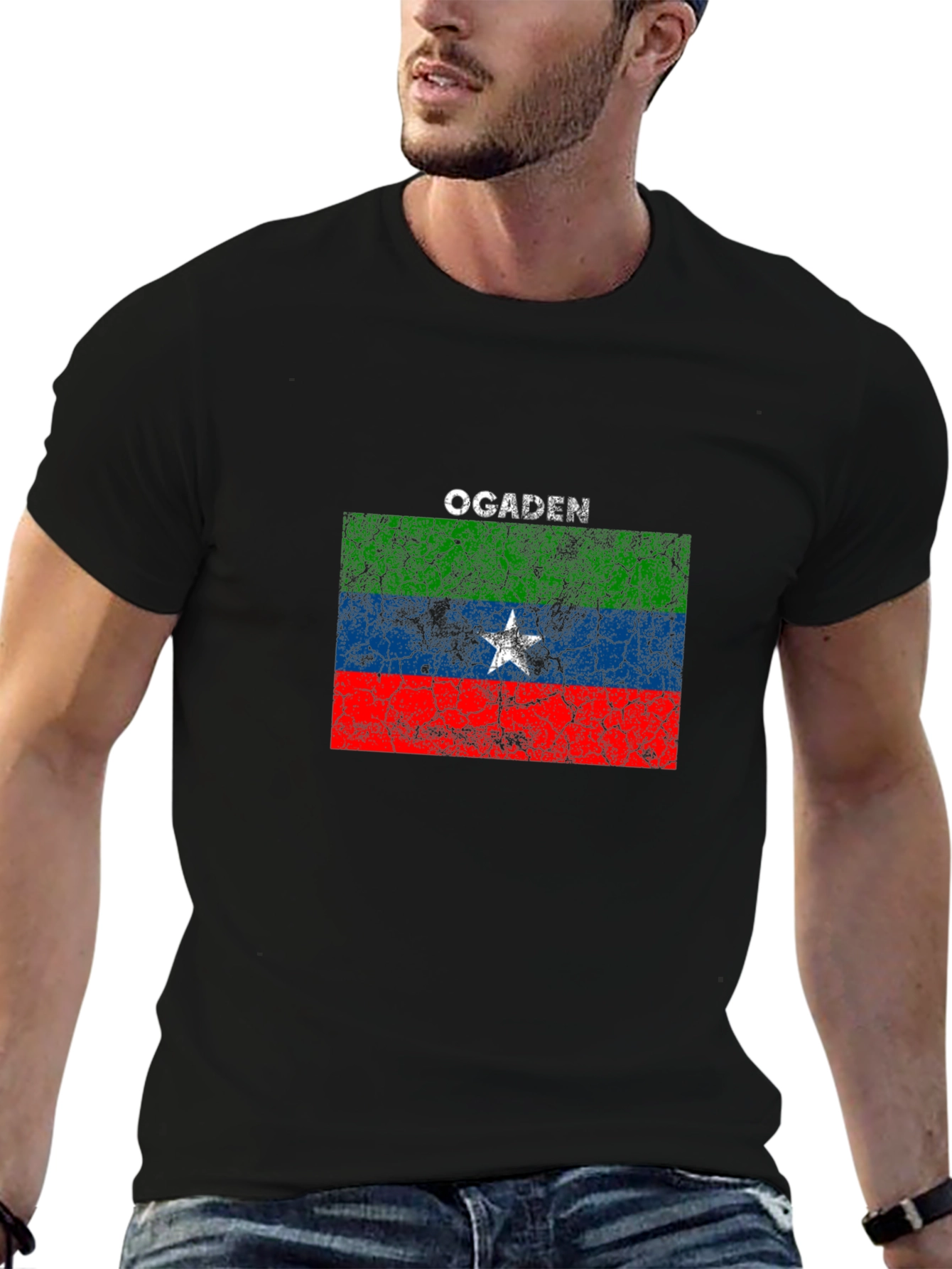 Black Ogaden Flag Graphic Black T-Shirt view 6