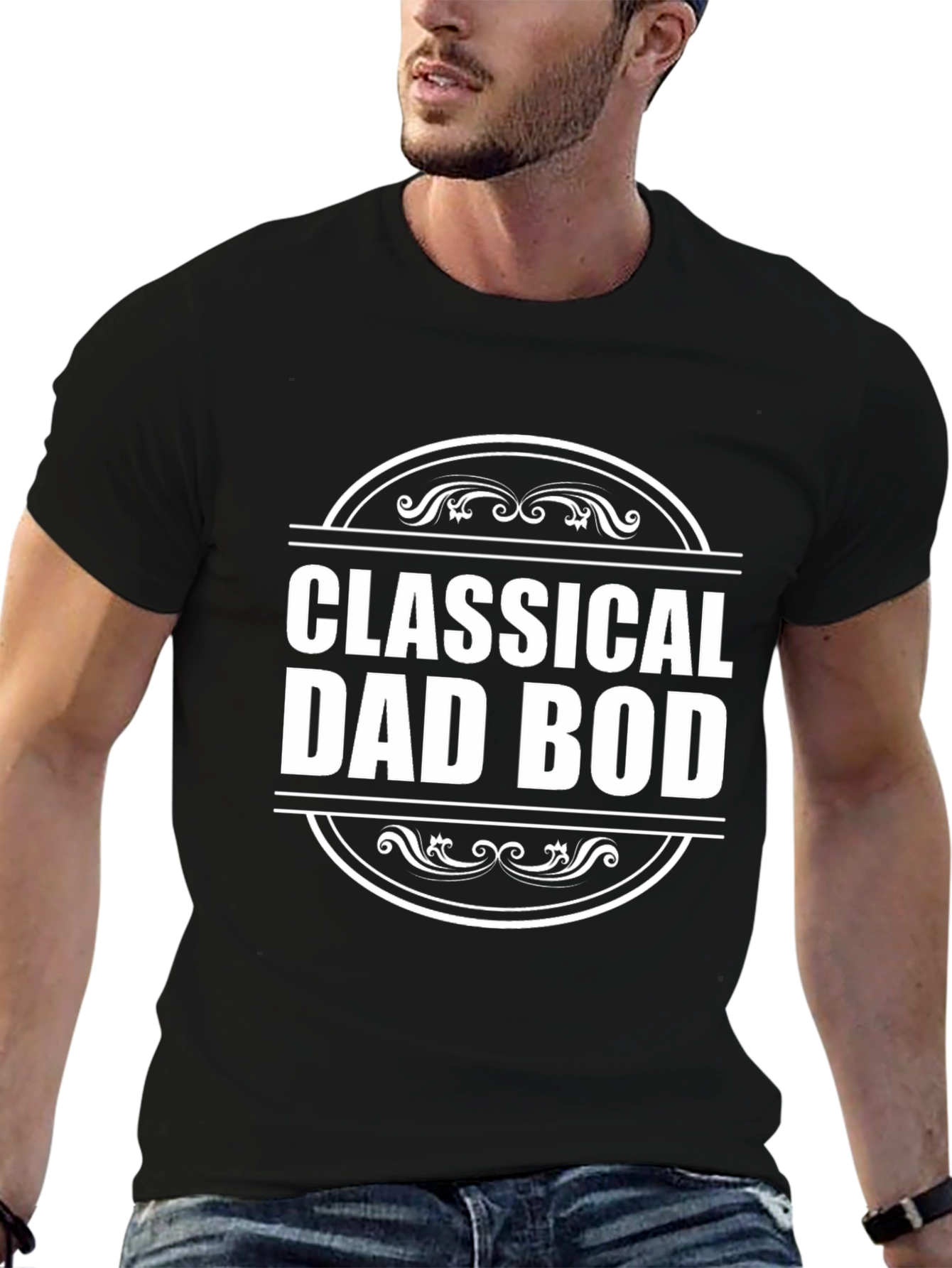 Black Classical Dad Bod Graphic Tee - Black view 6