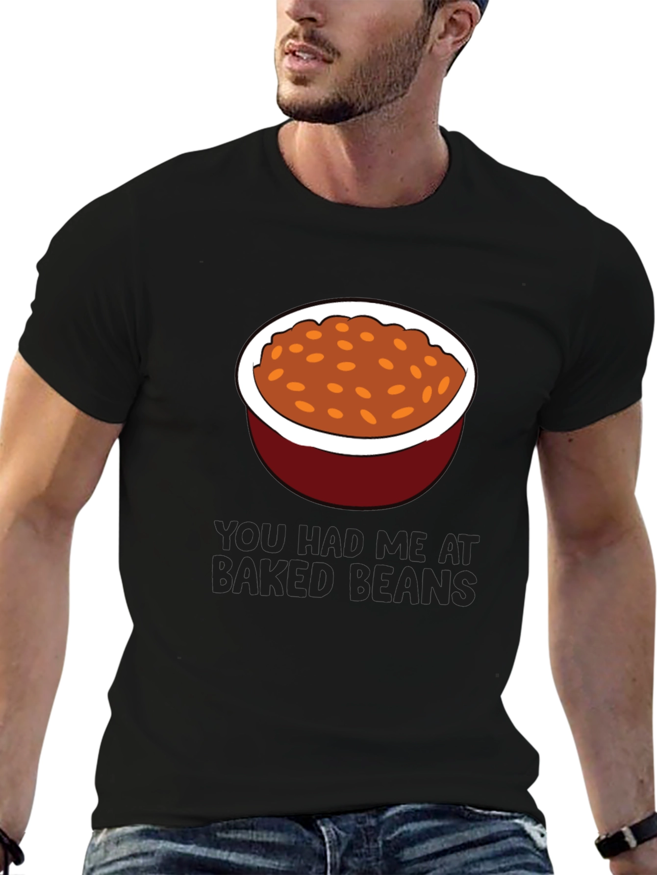 Black Baked Beans Graphic Tee - Funny Food Lover's T-Shirt view 6