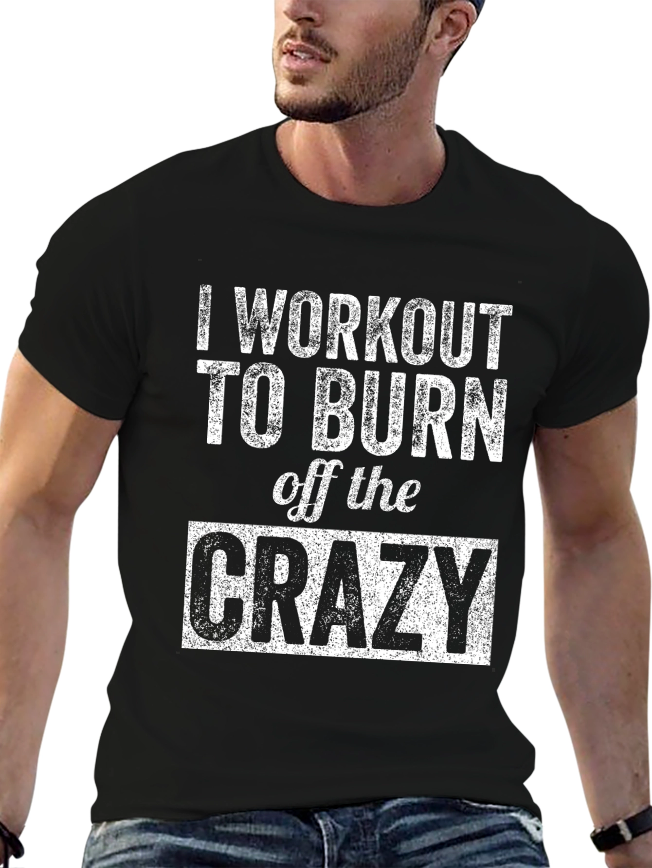 Black Workout to Burn Off Crazy Graphic Tee - Black view 6